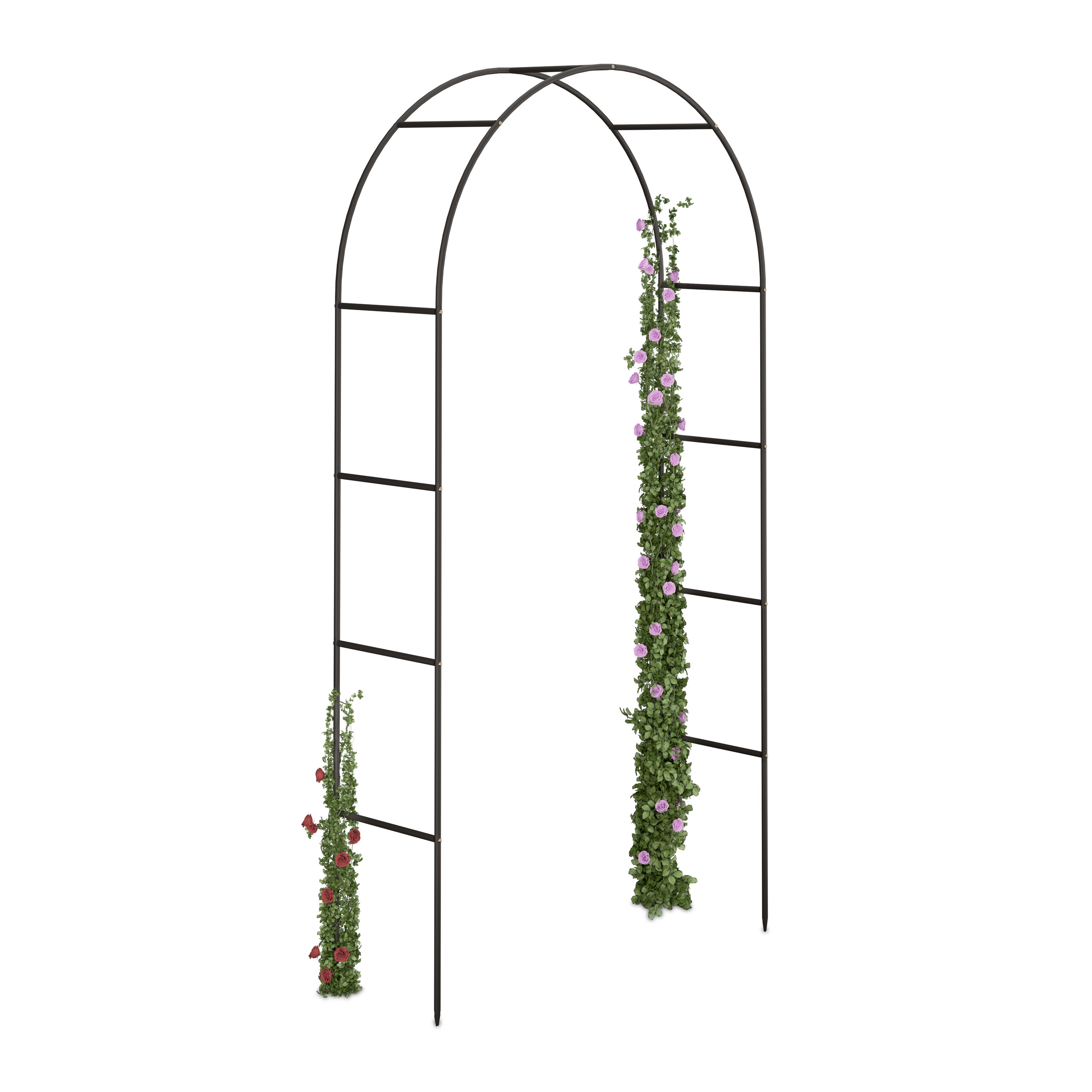 Relaxdays Arche à Rosiers En Métal Noir - Portail De Jardin 216 X 125 X 36 Cm, Tuteur Stable Pour Plantes Grimpantes Et Roses