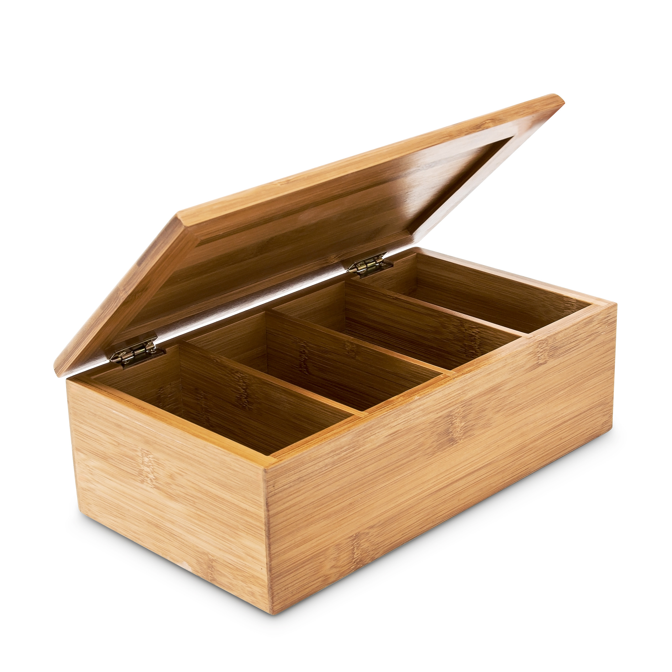 Teebox bambus Teedose Holz Teekiste mit Fchern 4 Fcher robust  Teeaufbewahrung | eBay