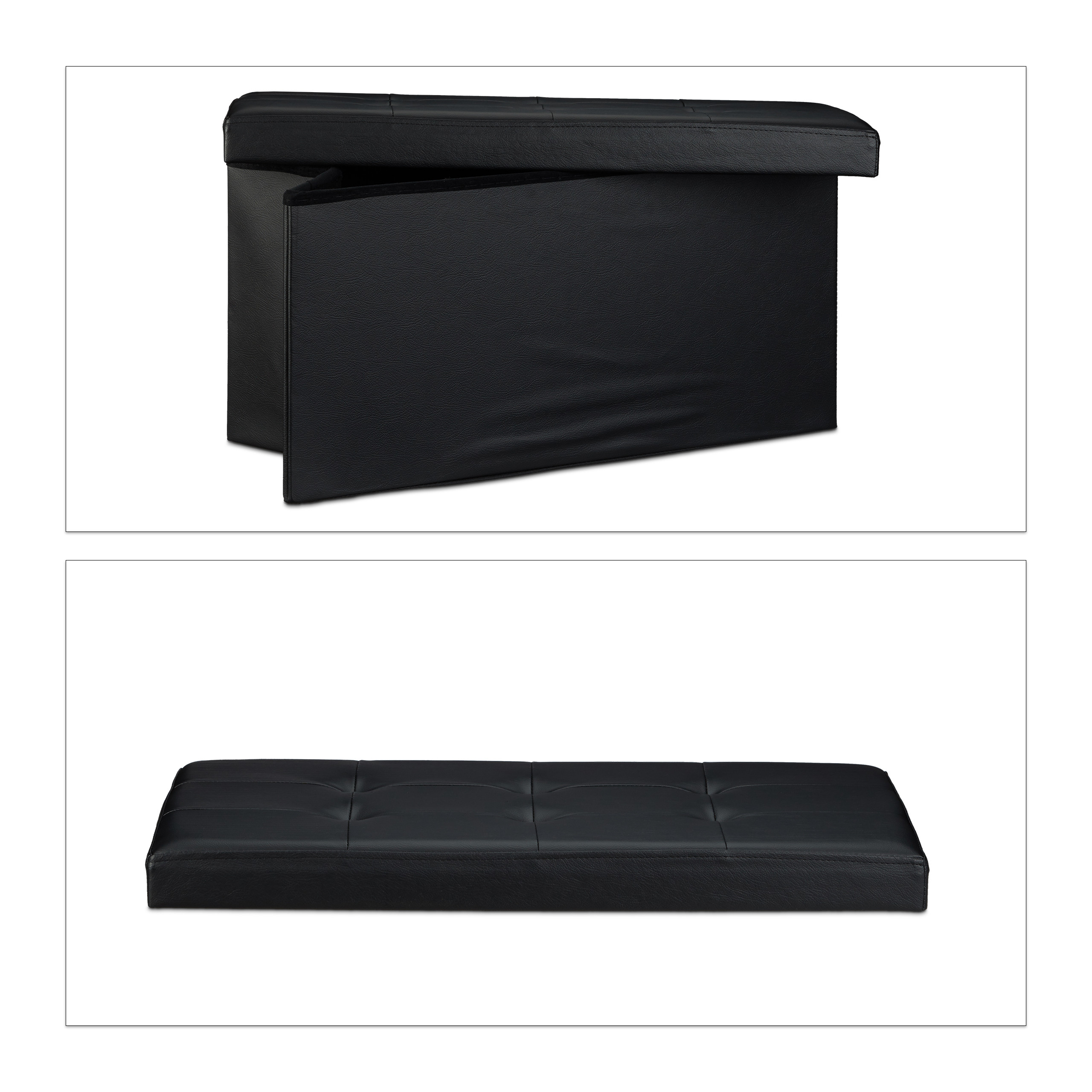 Banco asiento plegable Taburete de almacenamiento Puff tapizado 85 litros - Imagen 77 de 77