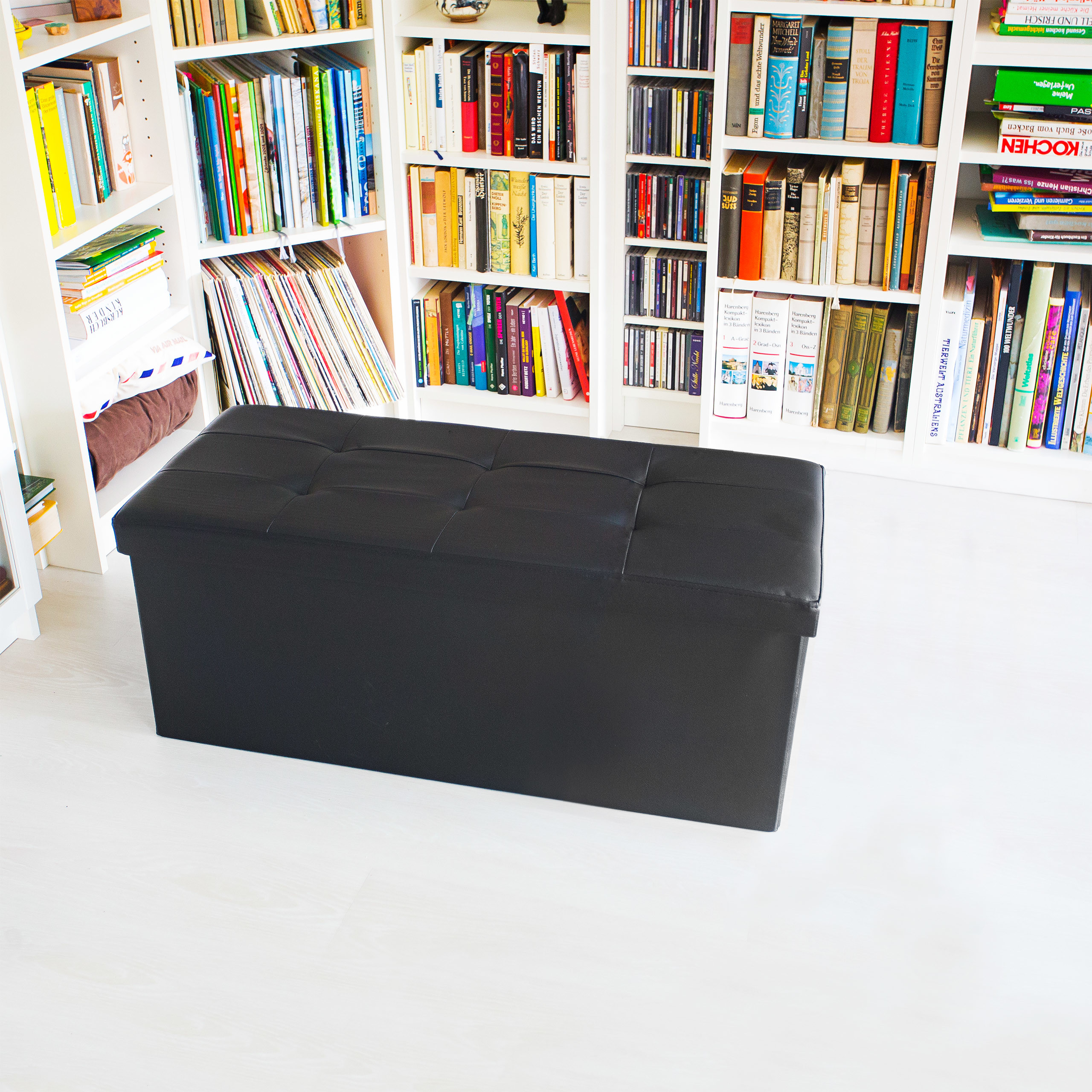 Banco asiento plegable Taburete de almacenamiento Puff tapizado 85 litros - Imagen 73 de 77