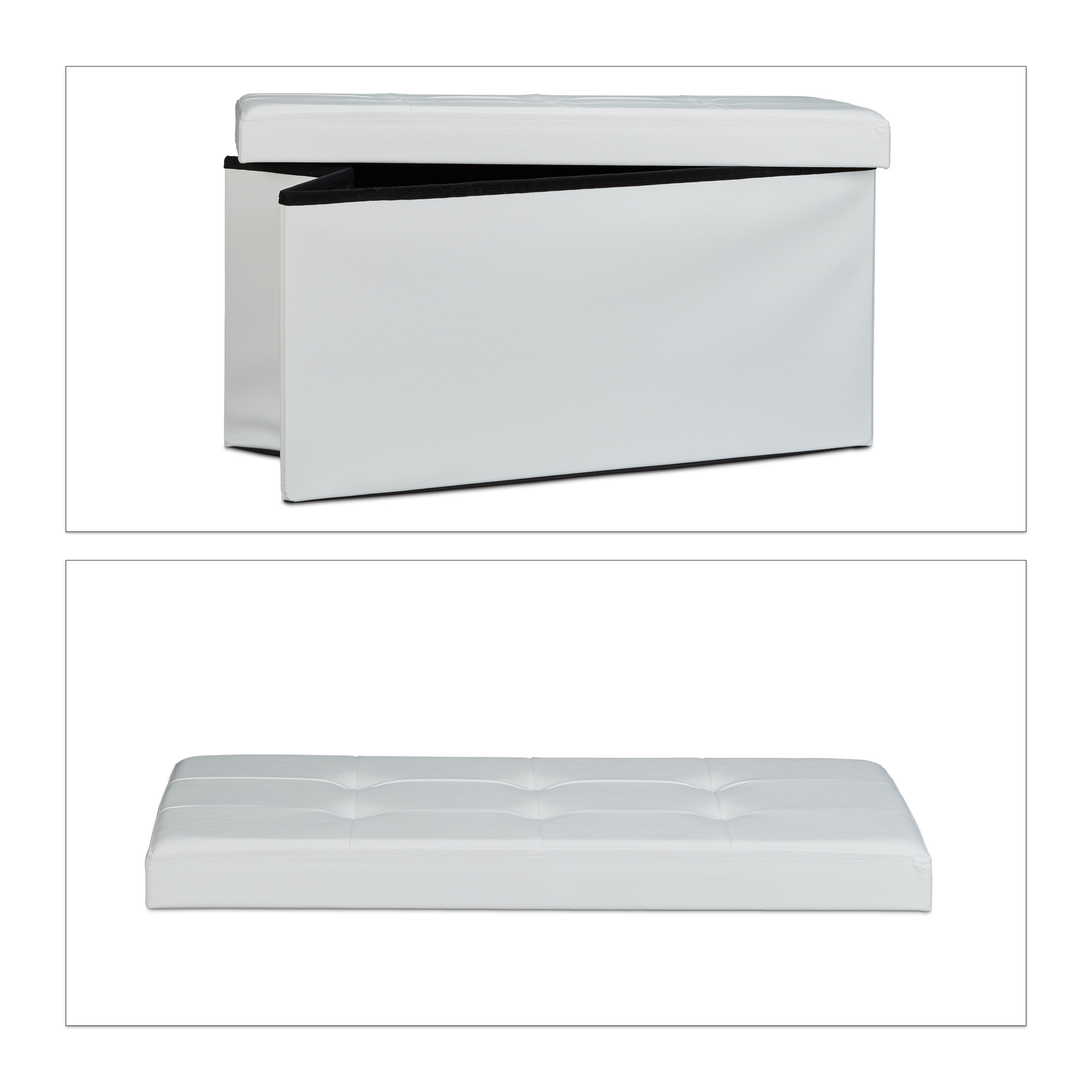 Banco asiento plegable Taburete de almacenamiento Puff tapizado 85 litros - Imagen 67 de 77