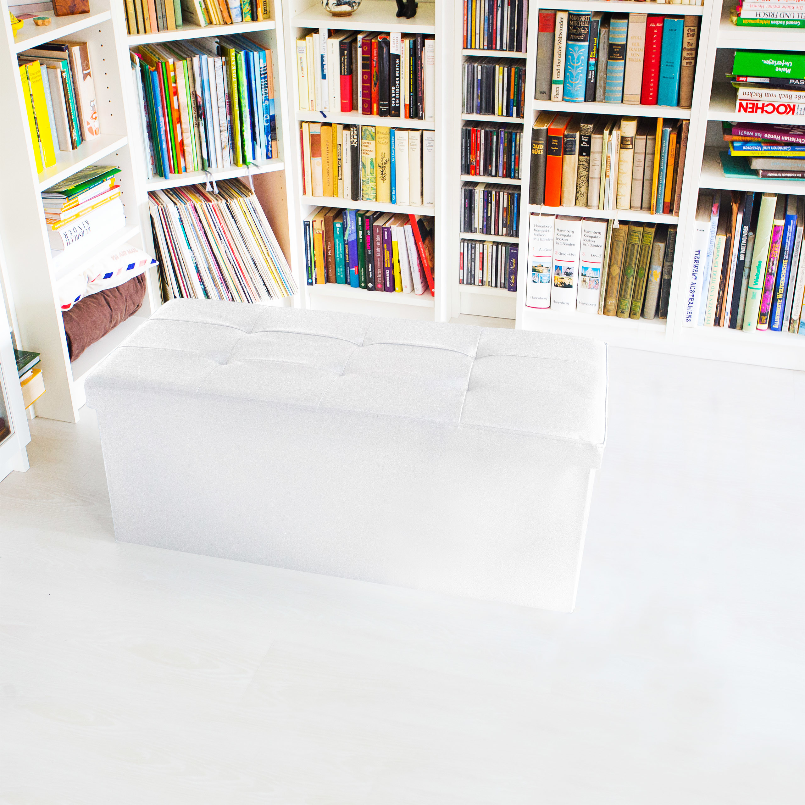Banco asiento plegable Taburete de almacenamiento Puff tapizado 85 litros - Imagen 63 de 77