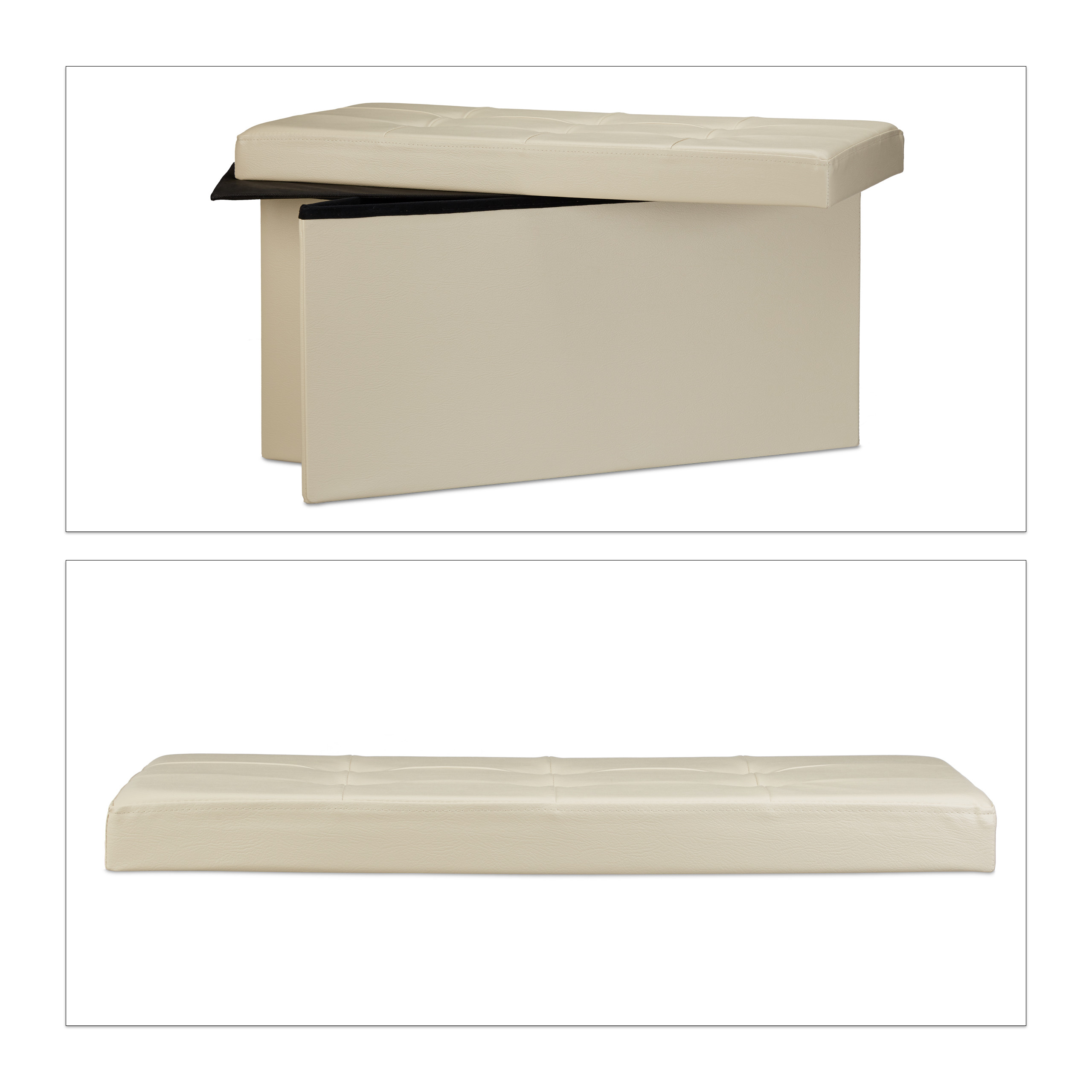 Banco asiento plegable Taburete de almacenamiento Puff tapizado 85 litros - Imagen 27 de 77