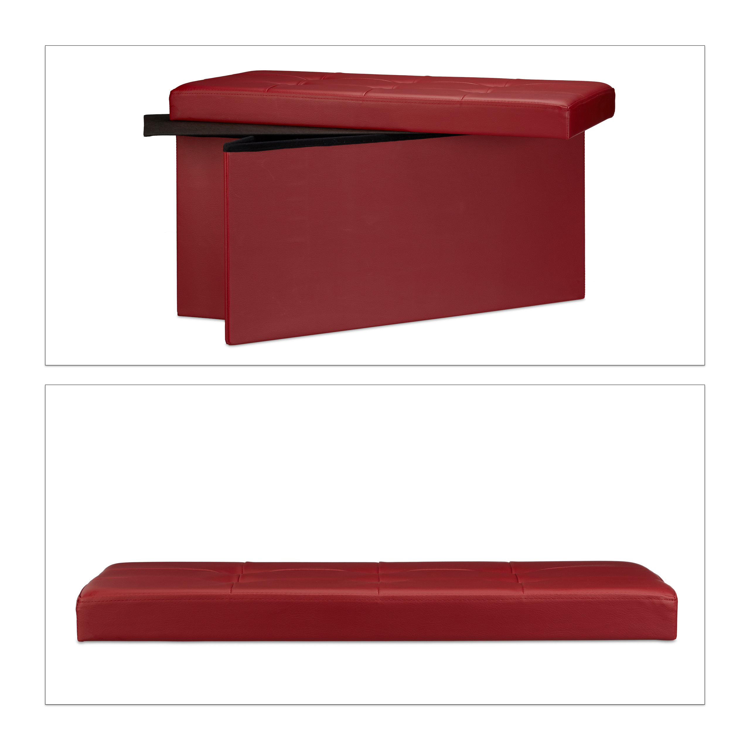 Banco asiento plegable Taburete de almacenamiento Puff tapizado 85 litros - Imagen 17 de 77