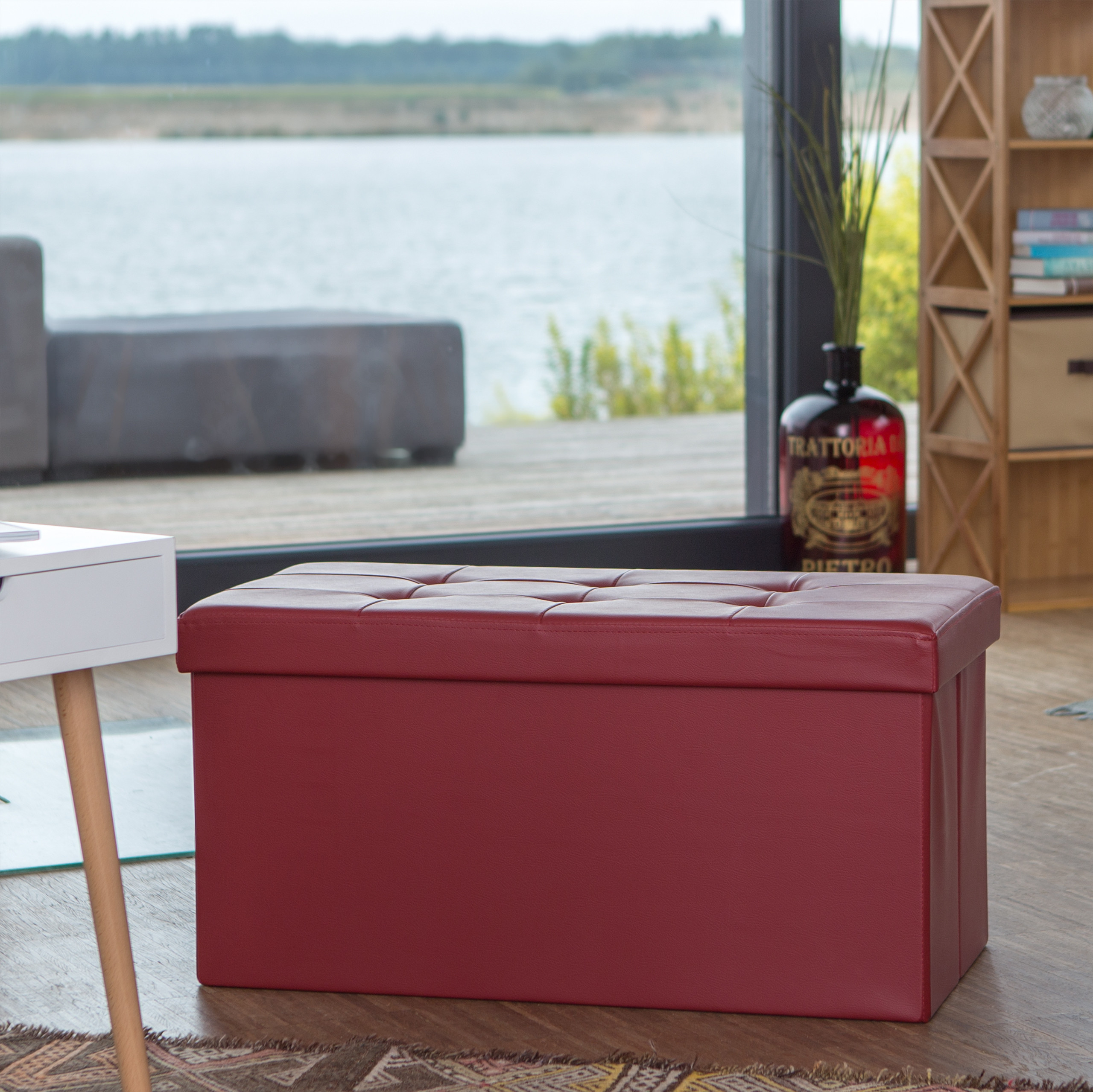 Banco asiento plegable Taburete de almacenamiento Puff tapizado 85 litros - Imagen 9 de 77