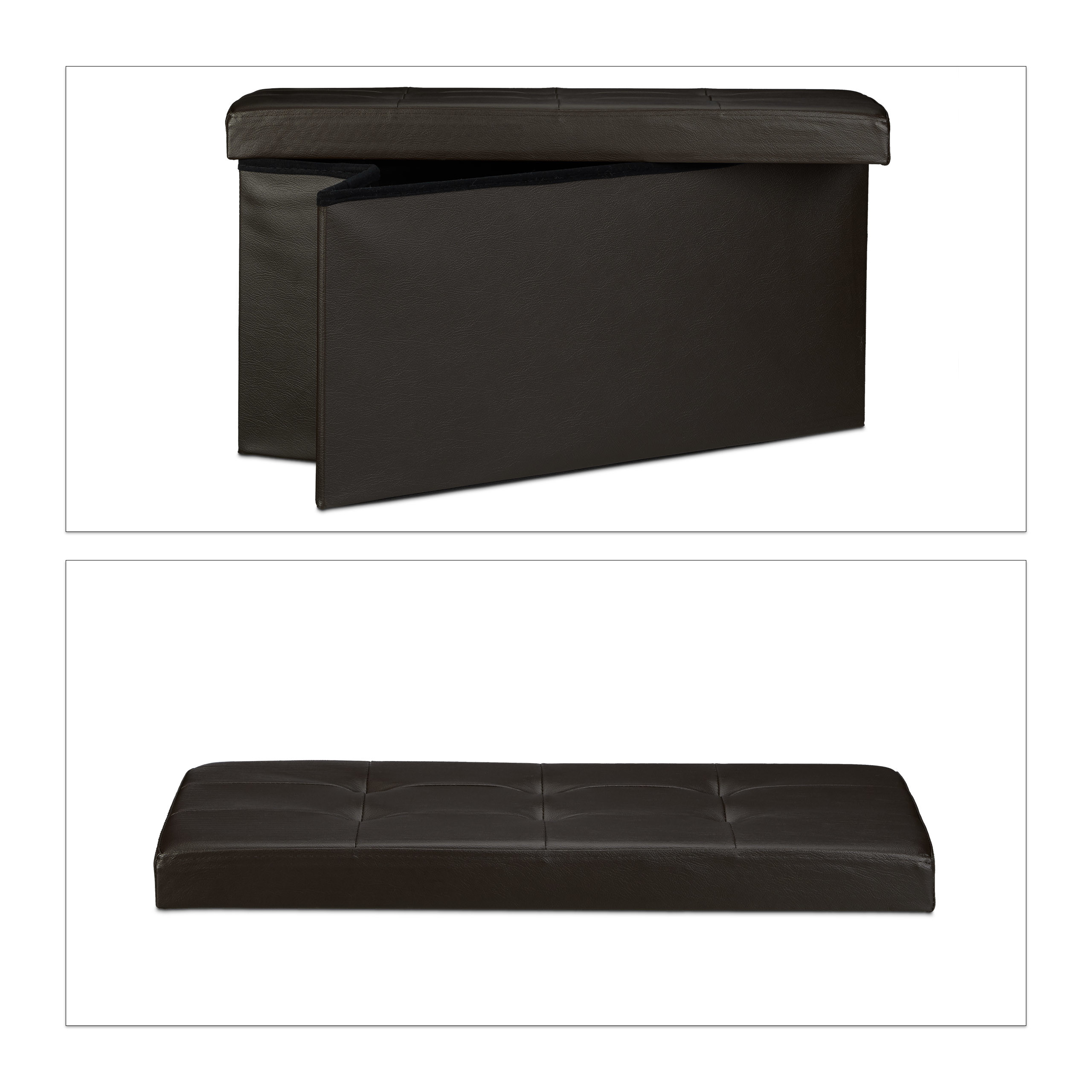Banco asiento plegable Taburete de almacenamiento Puff tapizado 85 litros - Imagen 37 de 77