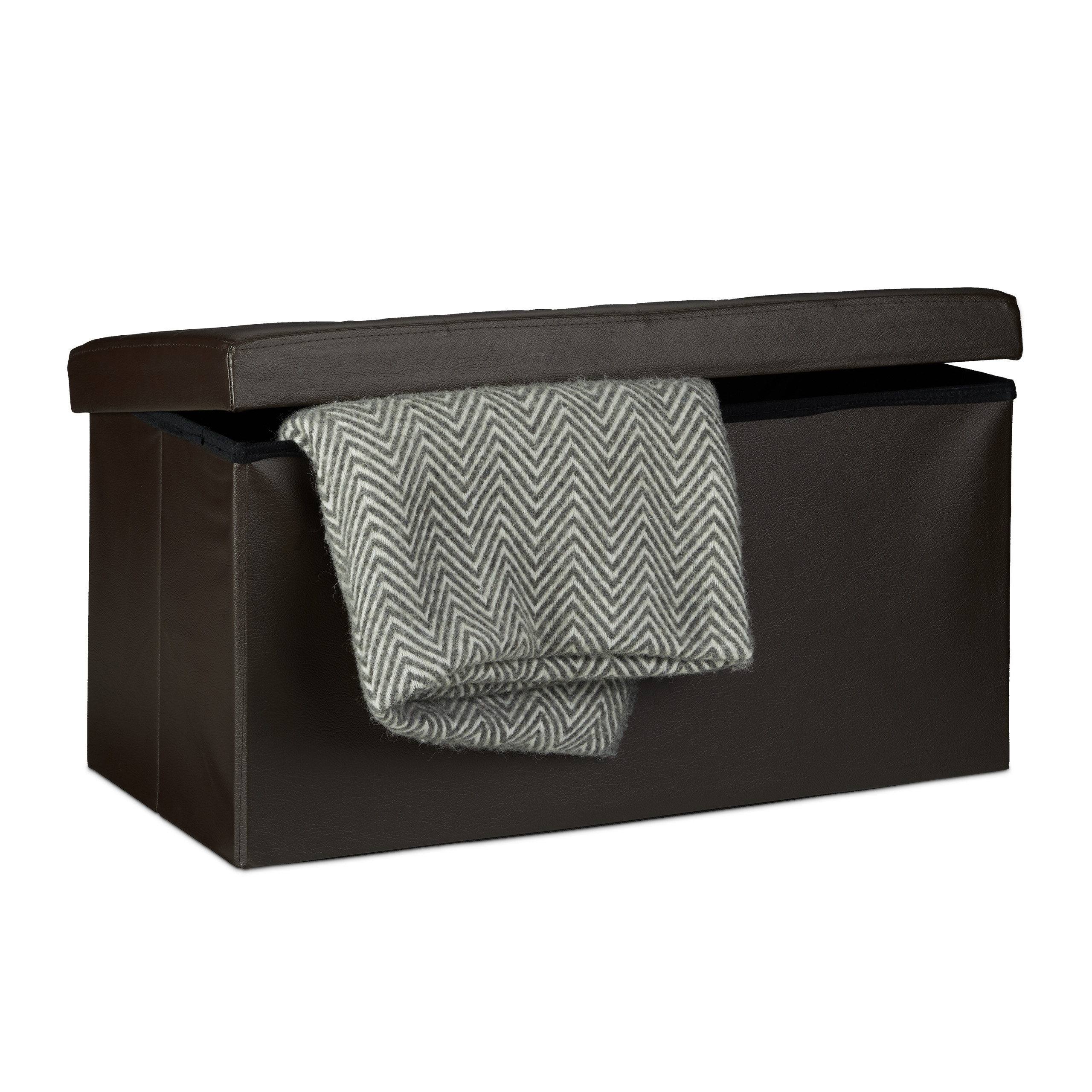 Banco asiento plegable Taburete de almacenamiento Puff tapizado 85 litros - Imagen 28 de 77