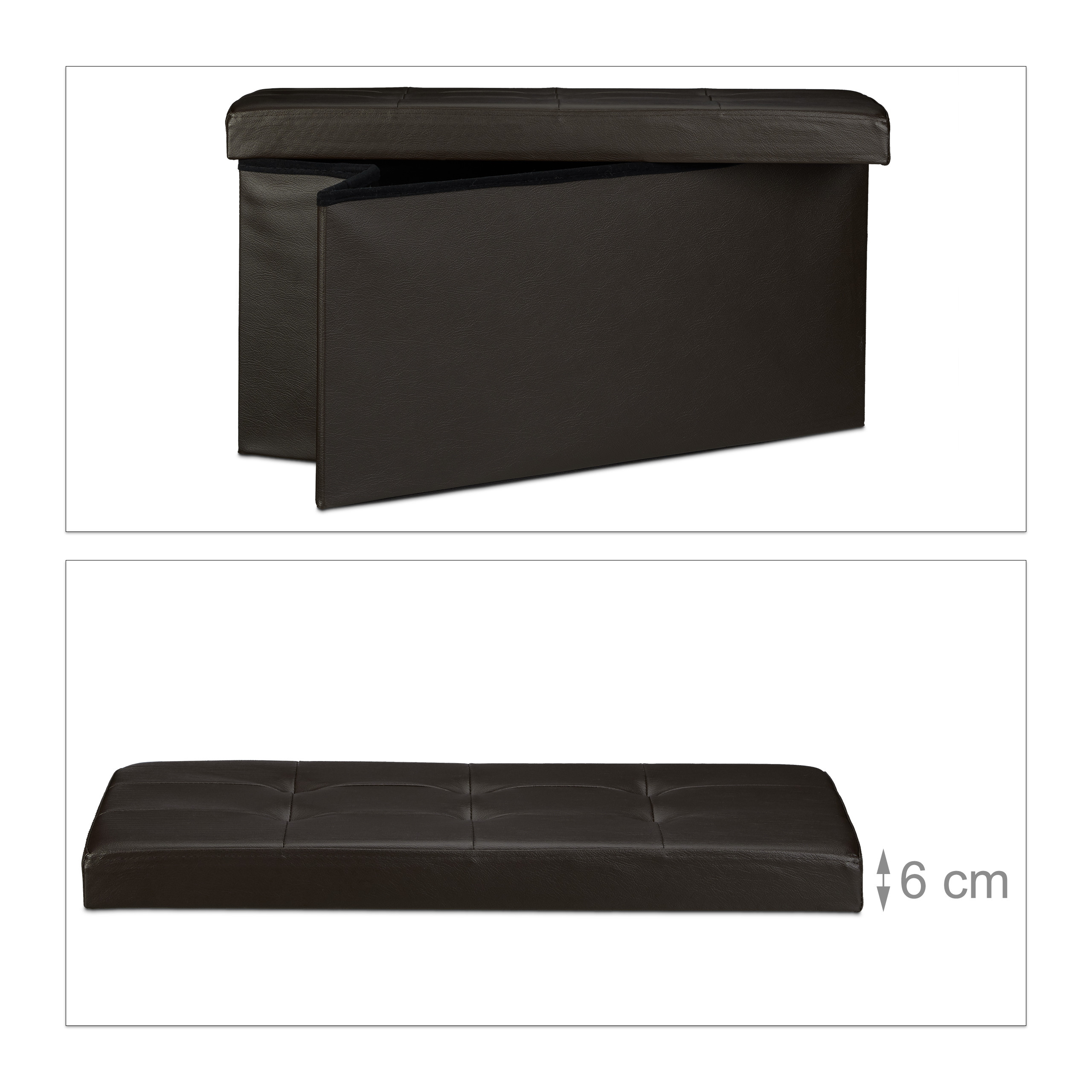 Banco asiento plegable Taburete de almacenamiento Puff tapizado 85 litros - Imagen 32 de 77
