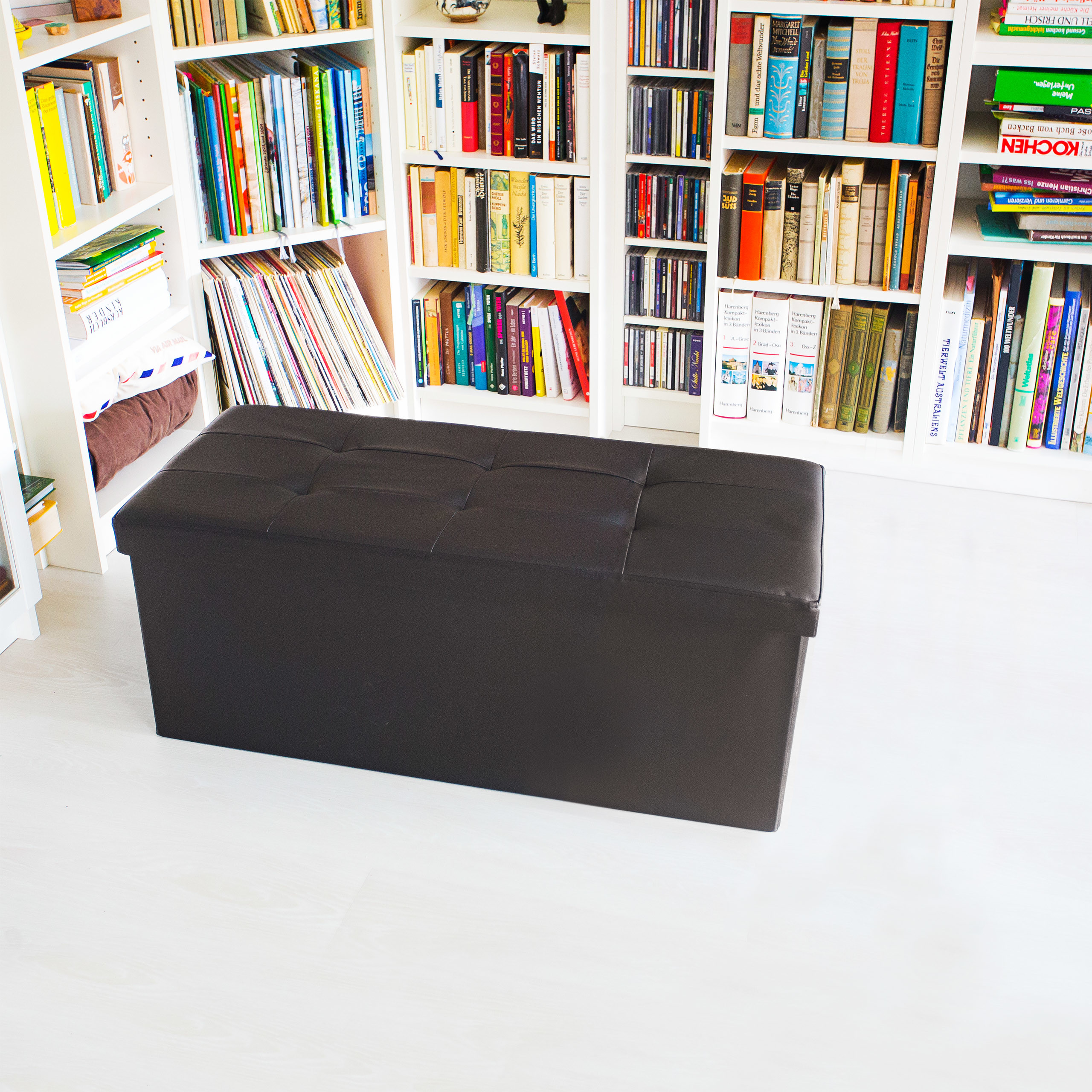 Banco asiento plegable Taburete de almacenamiento Puff tapizado 85 litros - Imagen 33 de 77