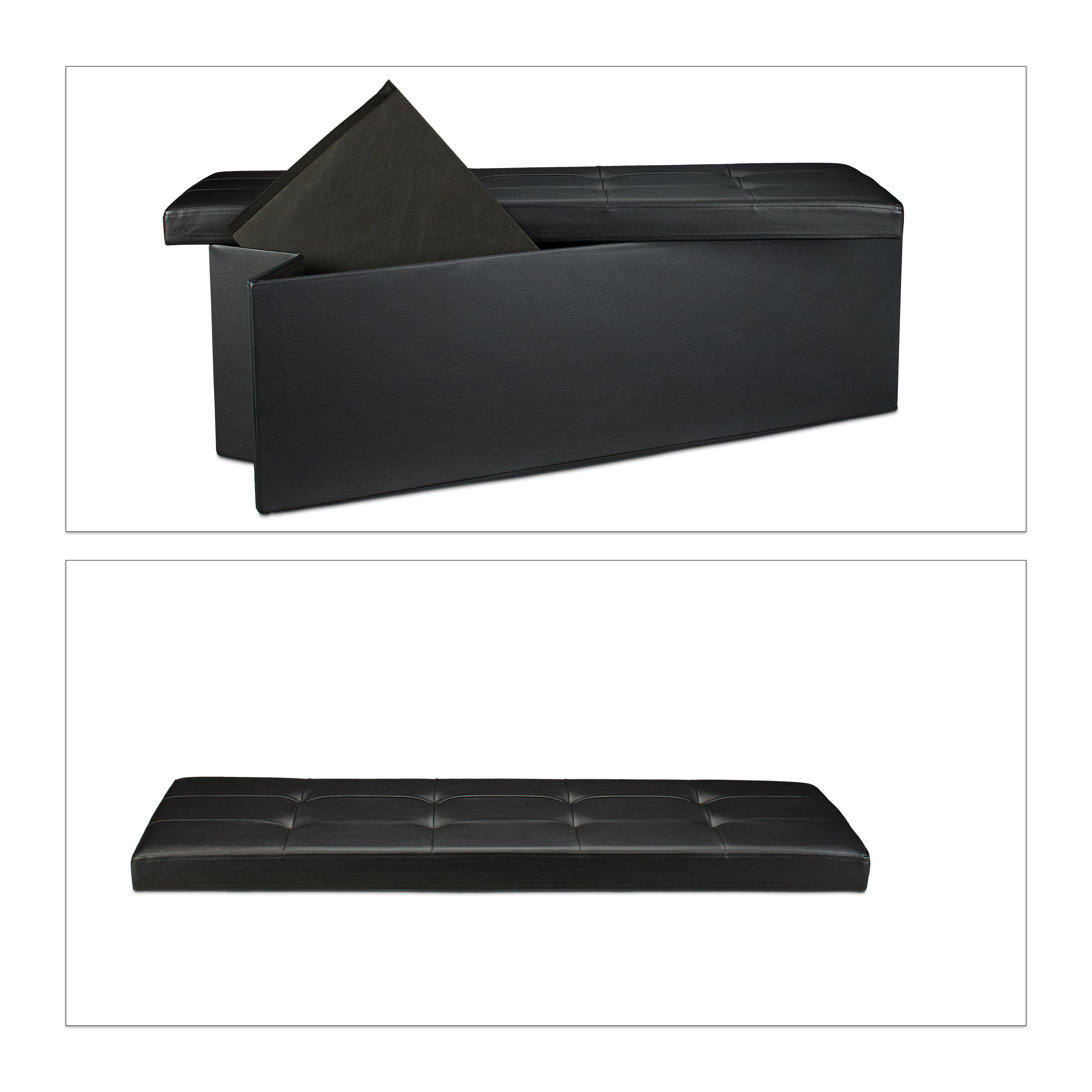 Banco plegable puff elegante 140 L 300 kg banco de almacenamiento puff plegable - Imagen 51 de 69