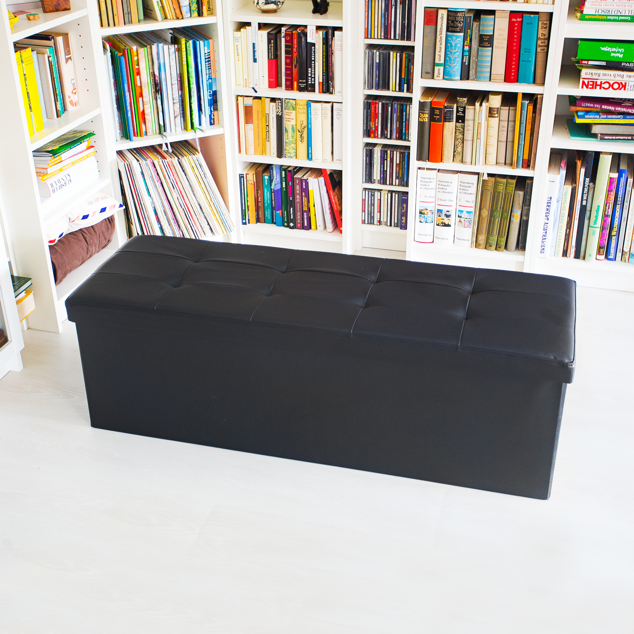 Banco plegable puff elegante 140 L 300 kg banco de almacenamiento puff plegable - Imagen 43 de 69