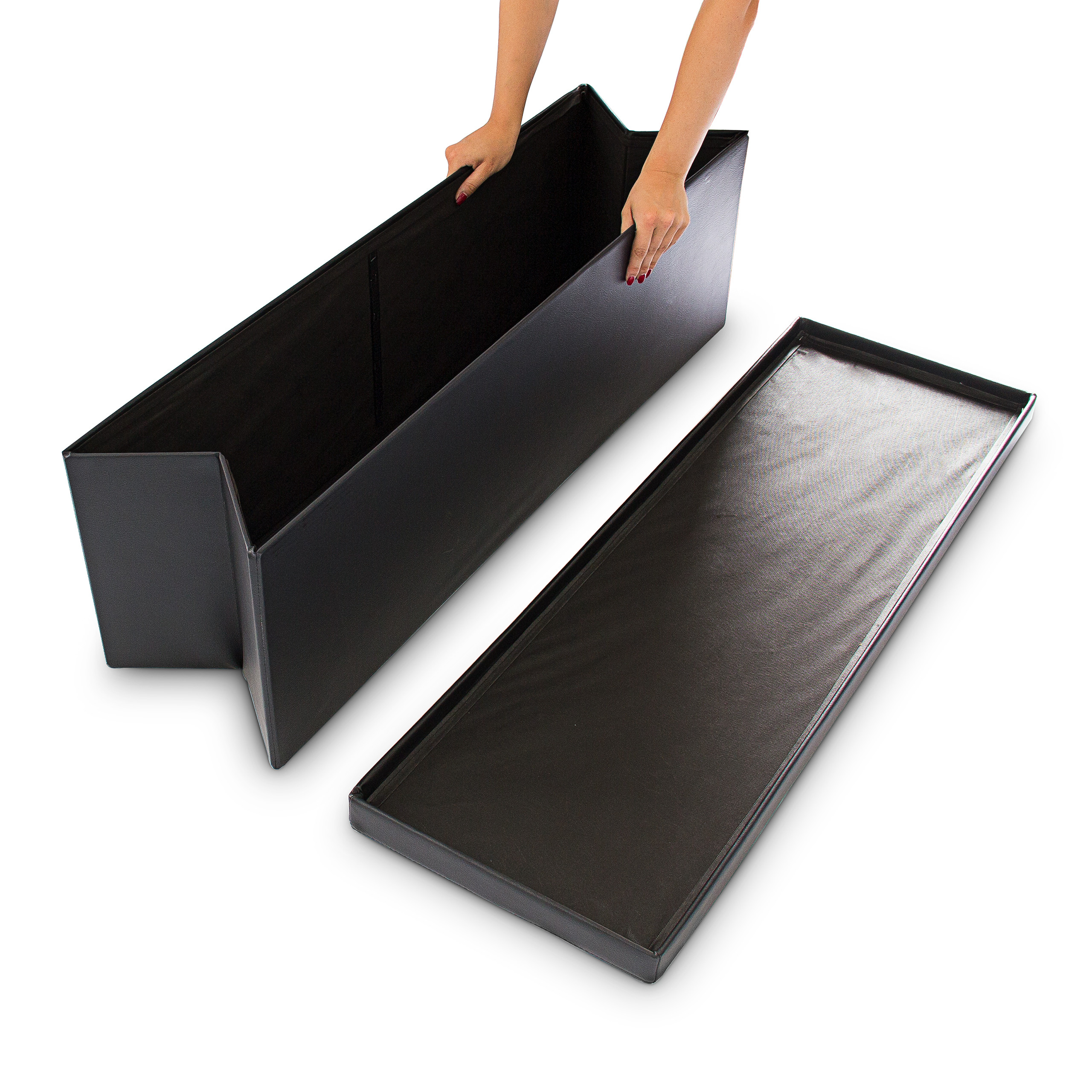 Banco plegable puff elegante 140 L 300 kg banco de almacenamiento puff plegable - Imagen 48 de 69