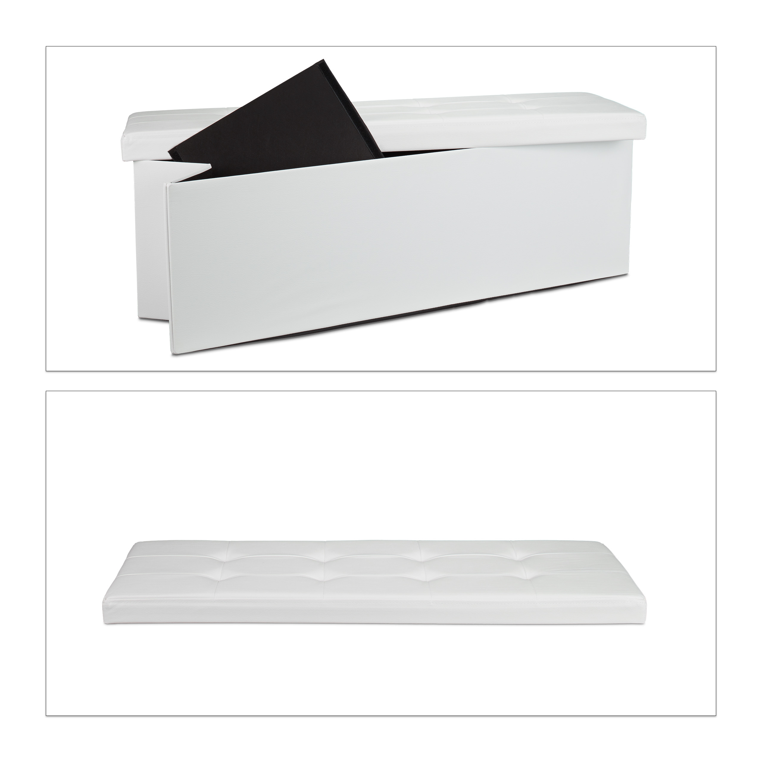 Banco plegable puff elegante 140 L 300 kg banco de almacenamiento puff plegable - Imagen 56 de 69