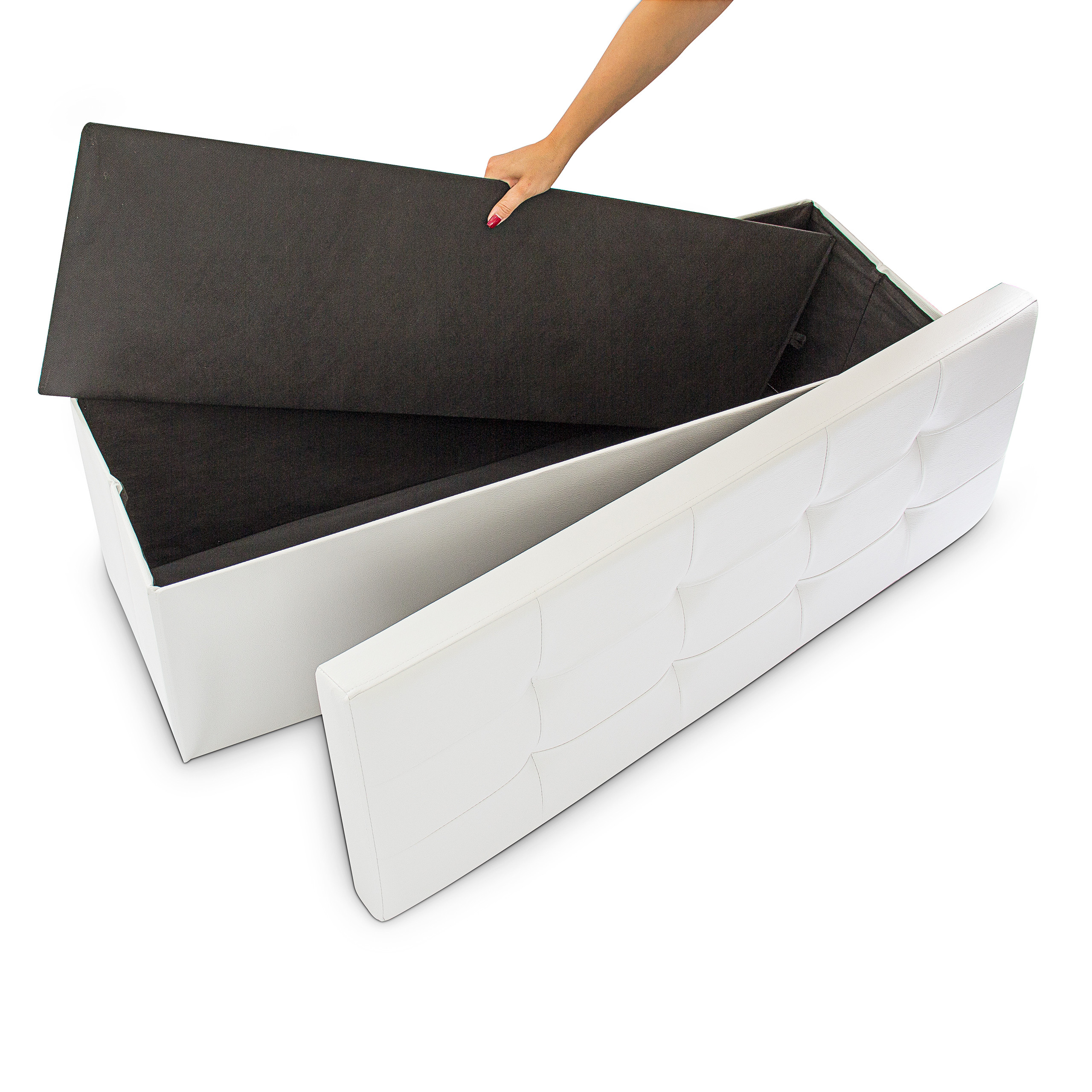 Banco plegable puff elegante 140 L 300 kg banco de almacenamiento puff plegable - Imagen 57 de 69