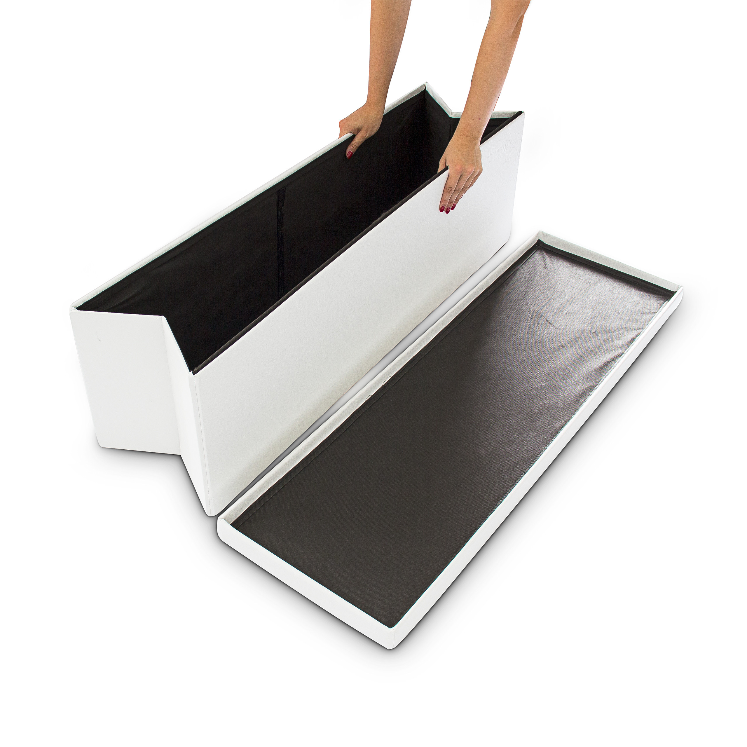 Banco plegable puff elegante 140 L 300 kg banco de almacenamiento puff plegable - Imagen 58 de 69
