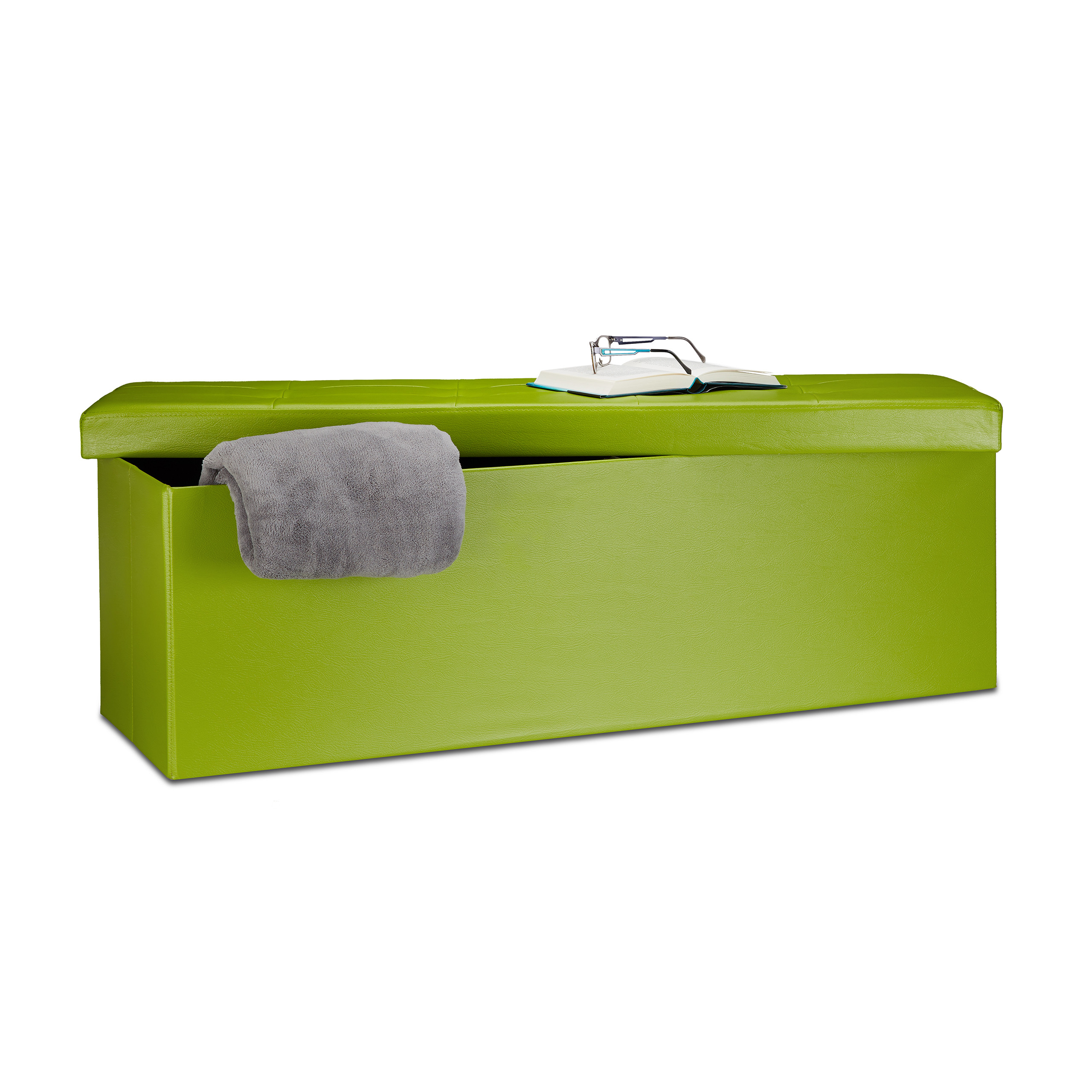 Banco plegable puff elegante 140 L 300 kg banco de almacenamiento puff plegable - Imagen 34 de 69