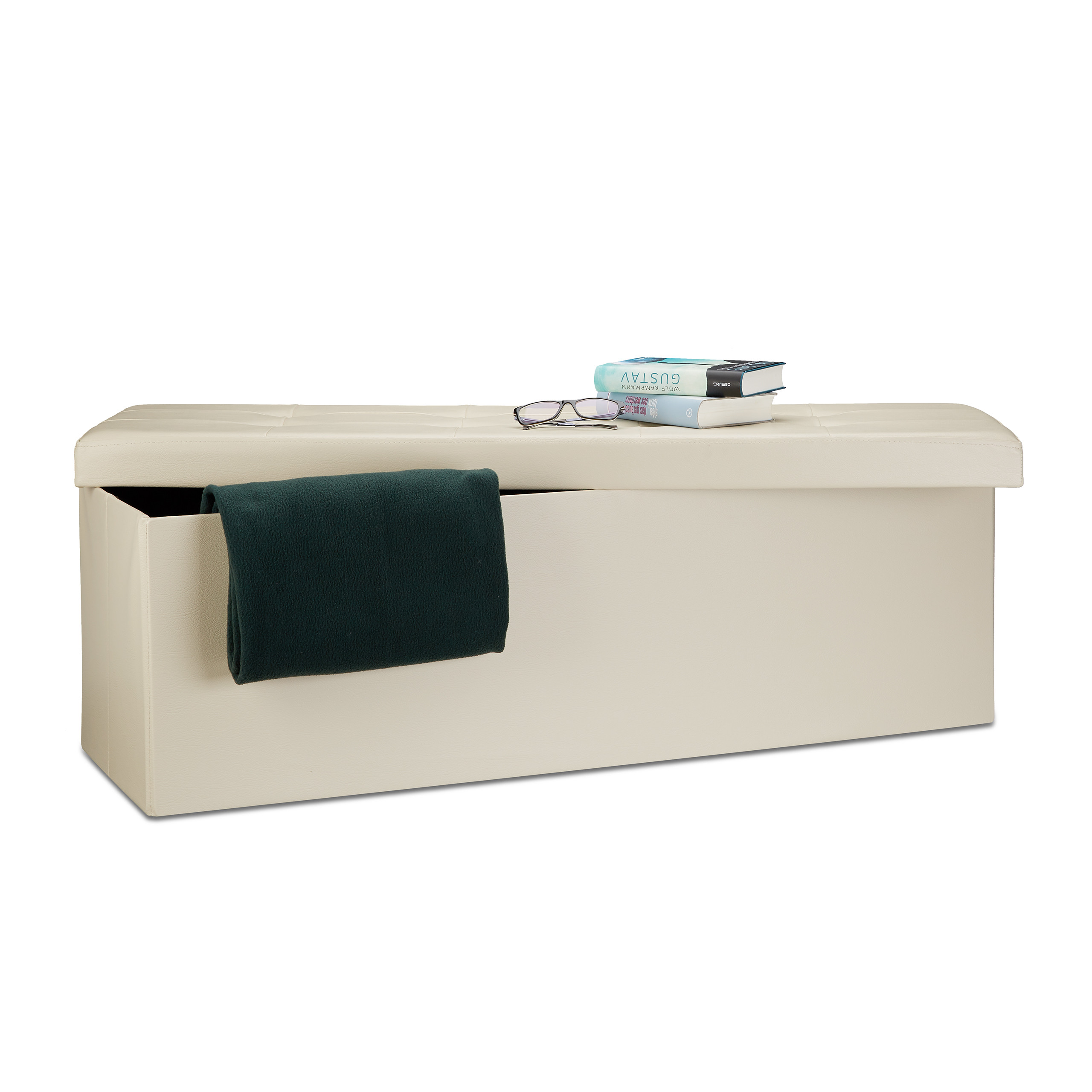 Banco plegable puff elegante 140 L 300 kg banco de almacenamiento puff plegable - Imagen 8 de 69