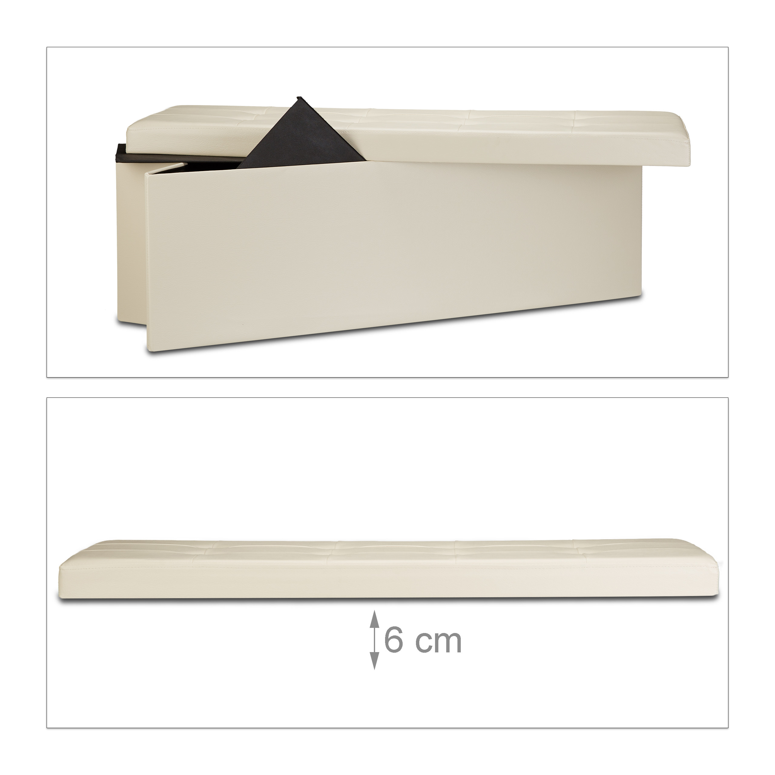 Banco plegable puff elegante 140 L 300 kg banco de almacenamiento puff plegable - Imagen 11 de 69