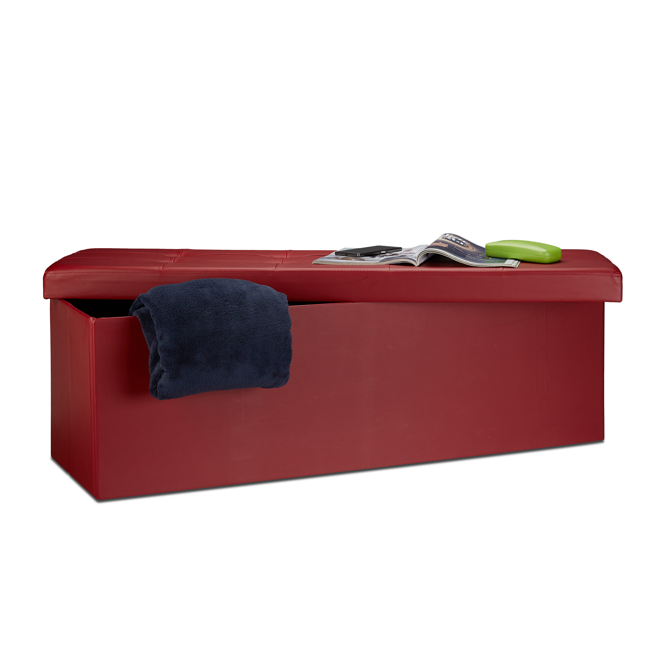 Banco plegable puff elegante 140 L 300 kg banco de almacenamiento puff plegable - Imagen 62 de 69
