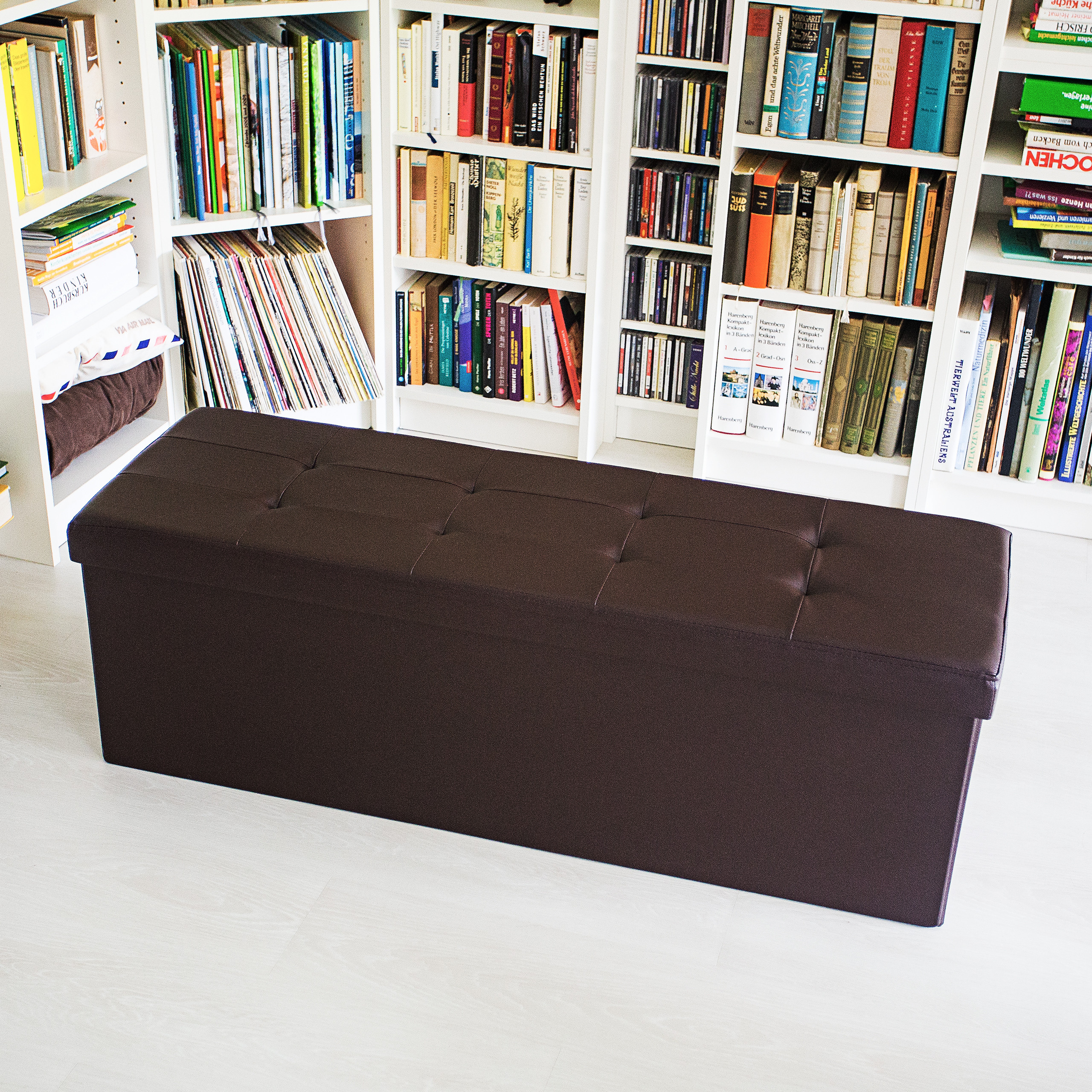 Banco plegable puff elegante 140 L 300 kg banco de almacenamiento puff plegable - Imagen 17 de 69