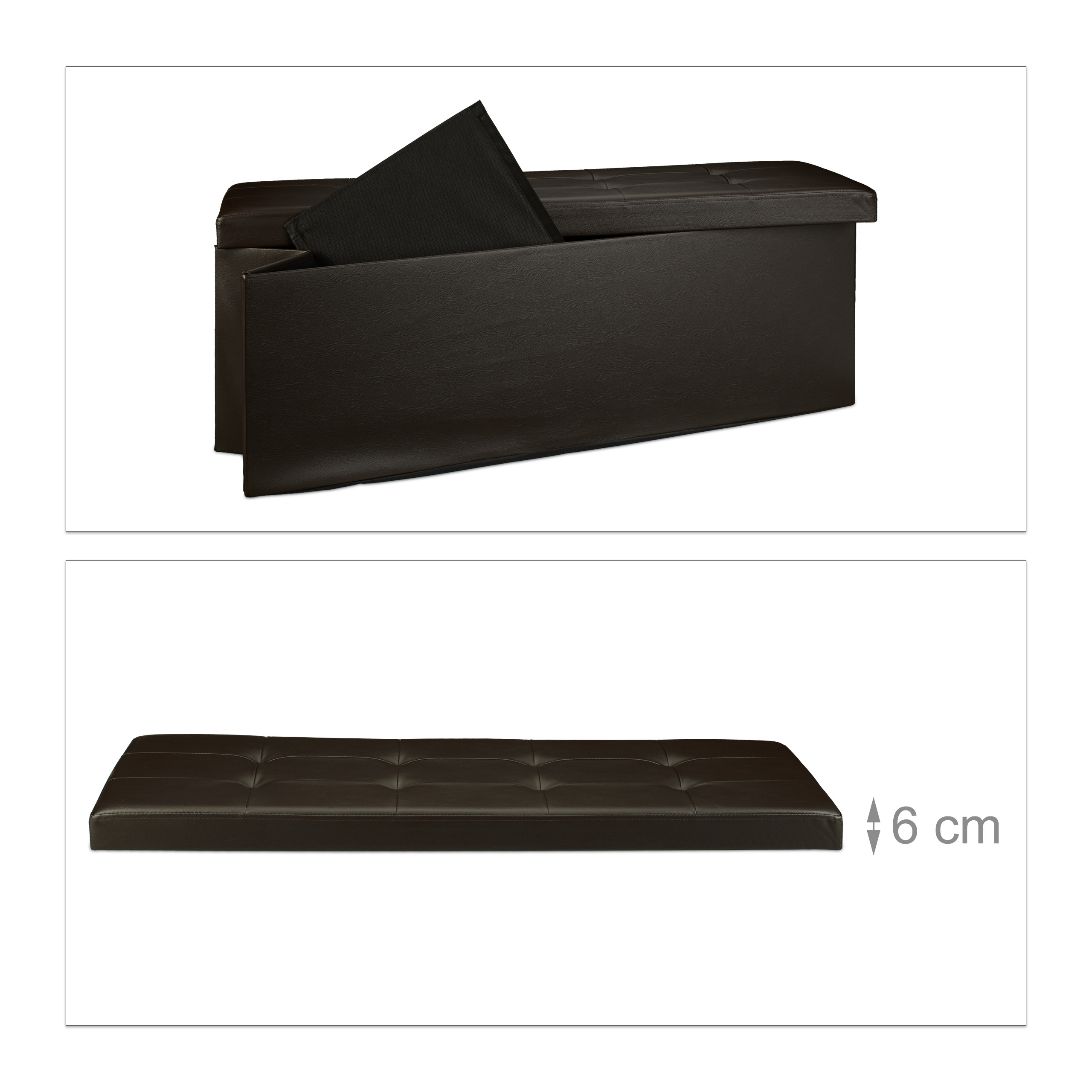 Banco plegable puff elegante 140 L 300 kg banco de almacenamiento puff plegable - Imagen 20 de 69