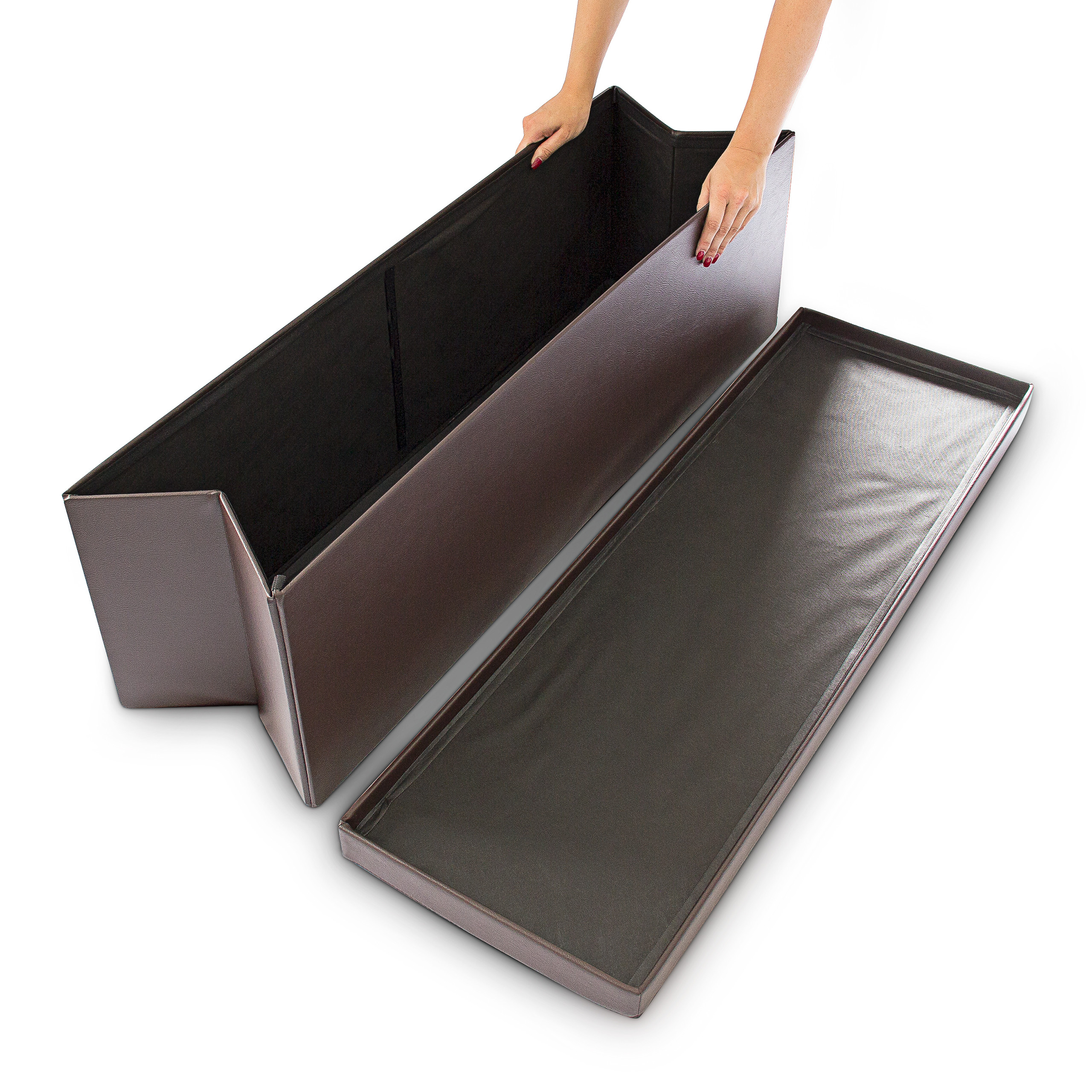 Banco plegable puff elegante 140 L 300 kg banco de almacenamiento puff plegable - Imagen 22 de 69