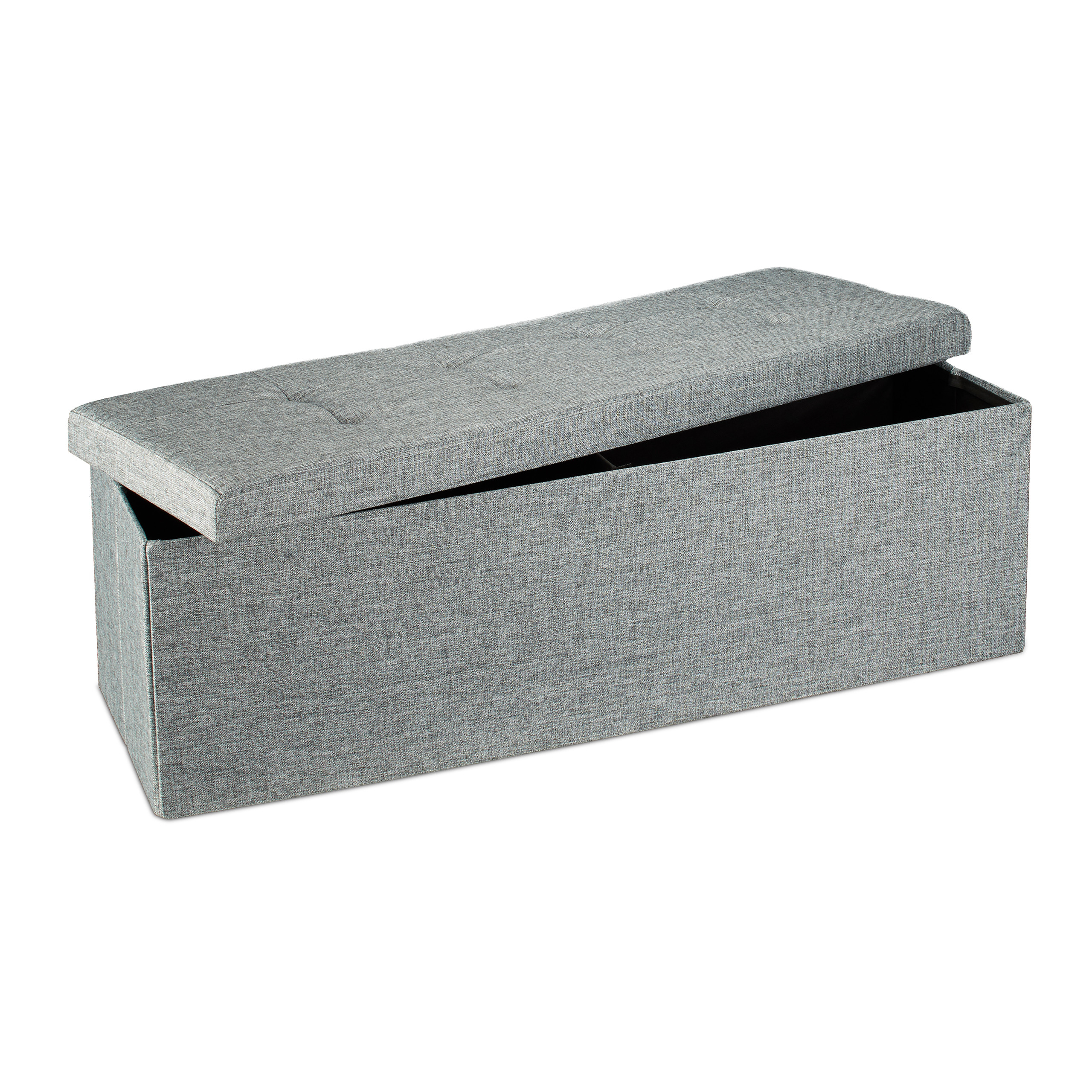 Baul almacenamiento puff decorativo arcón infantil 140 L baúl plegable acolchado - Imagen 16 de 59