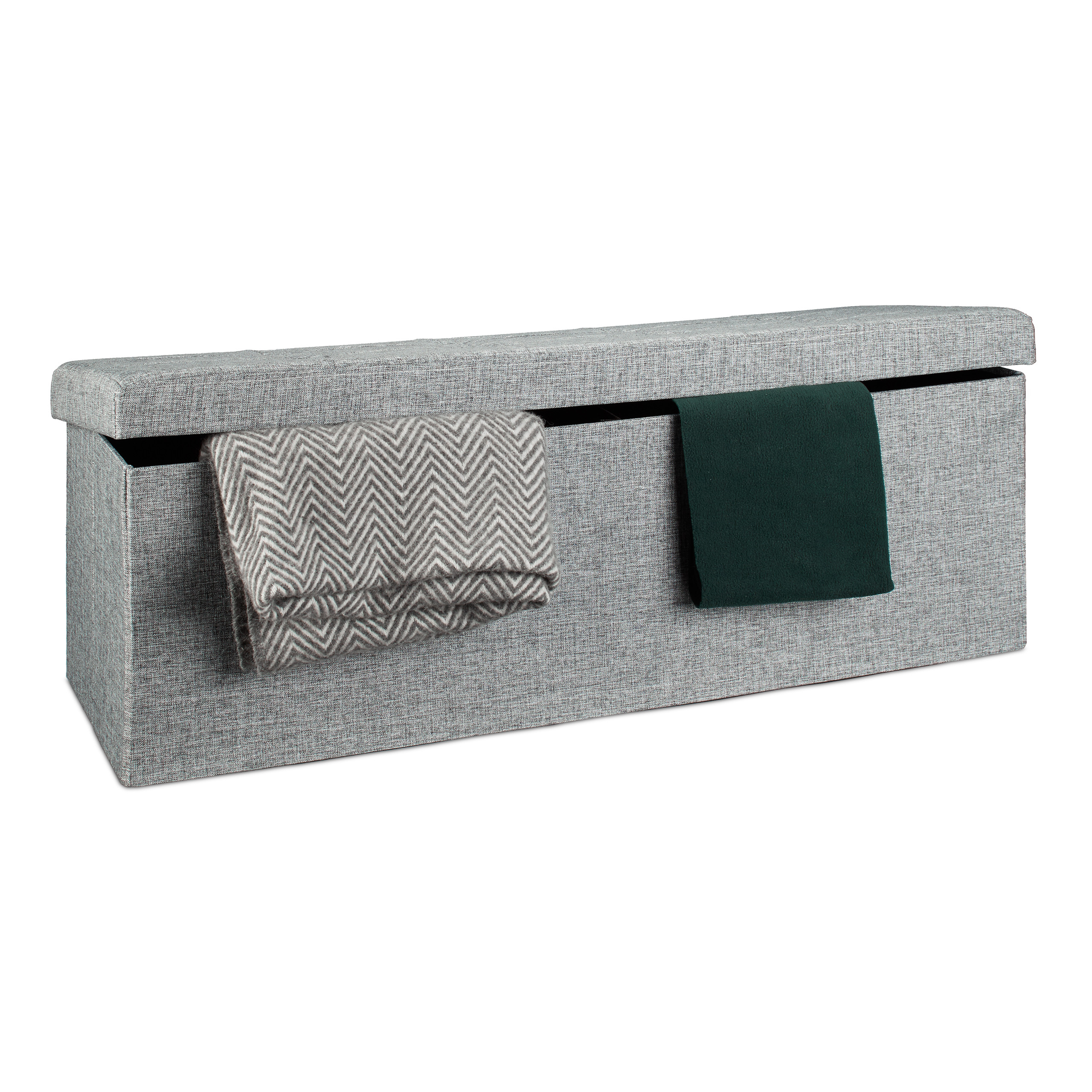 Baul almacenamiento puff decorativo arcón infantil 140 L baúl plegable acolchado - Imagen 18 de 59