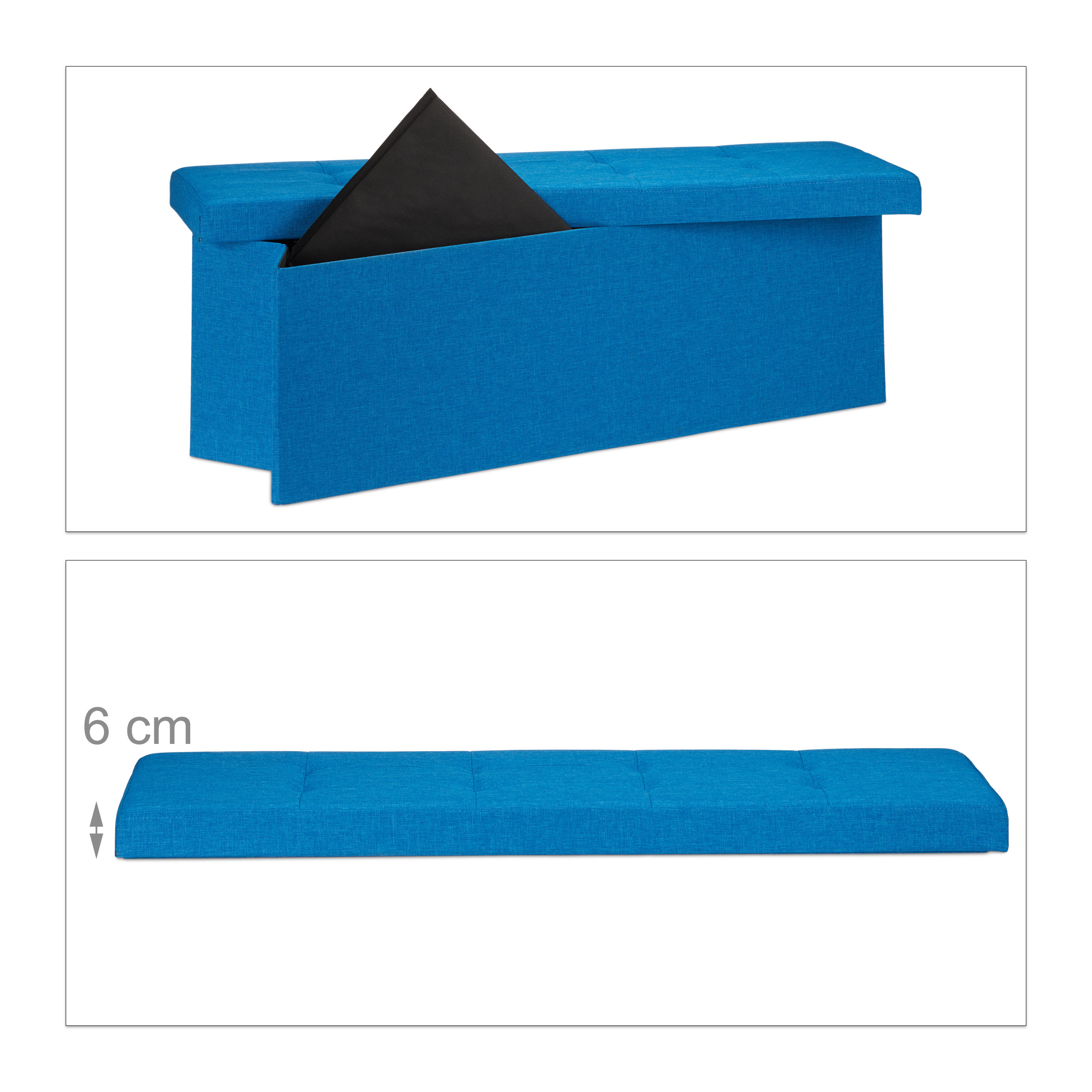 Baul almacenamiento puff decorativo arcón infantil 140 L baúl plegable acolchado - Imagen 47 de 59
