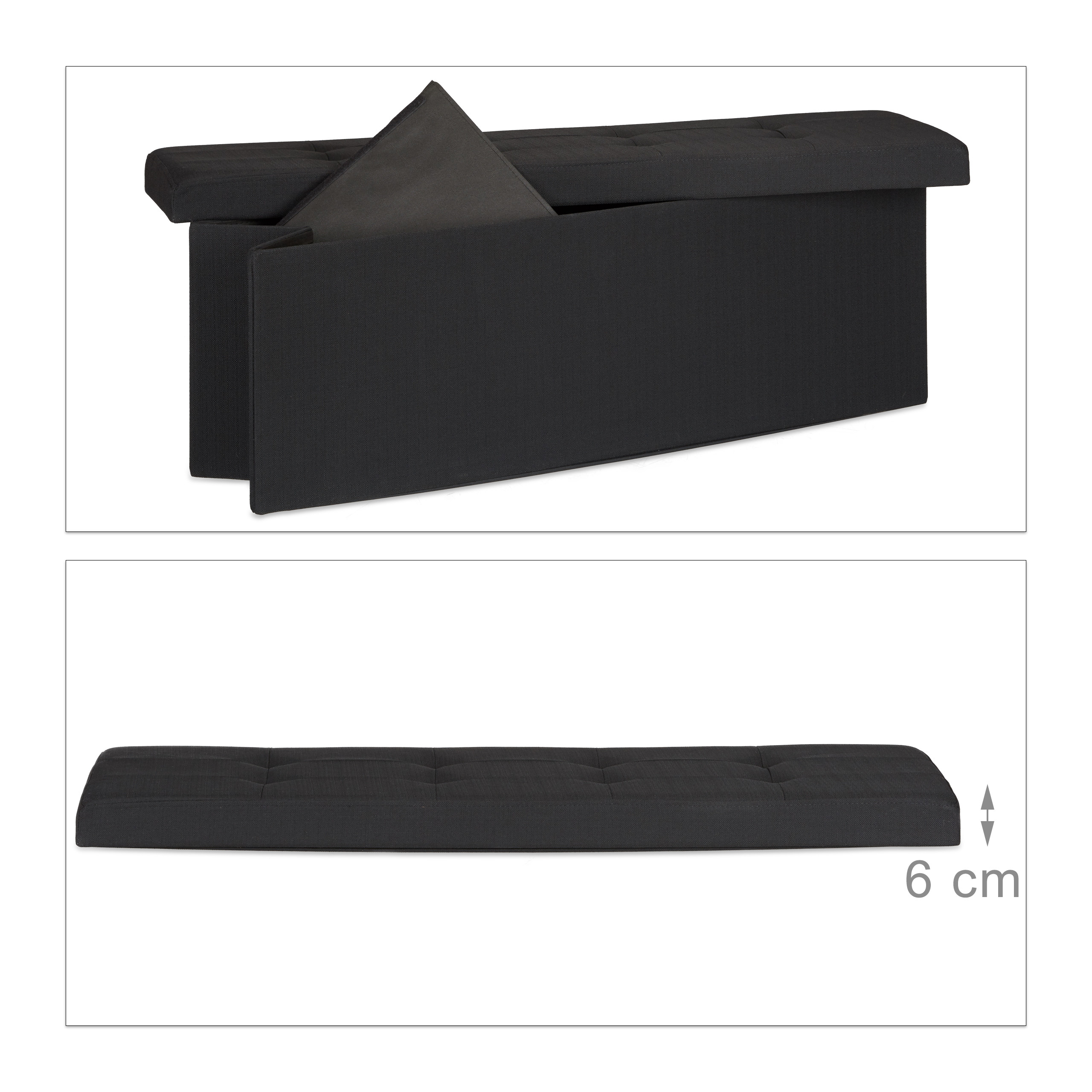Baul almacenamiento puff decorativo arcón infantil 140 L baúl plegable acolchado - Imagen 40 de 59