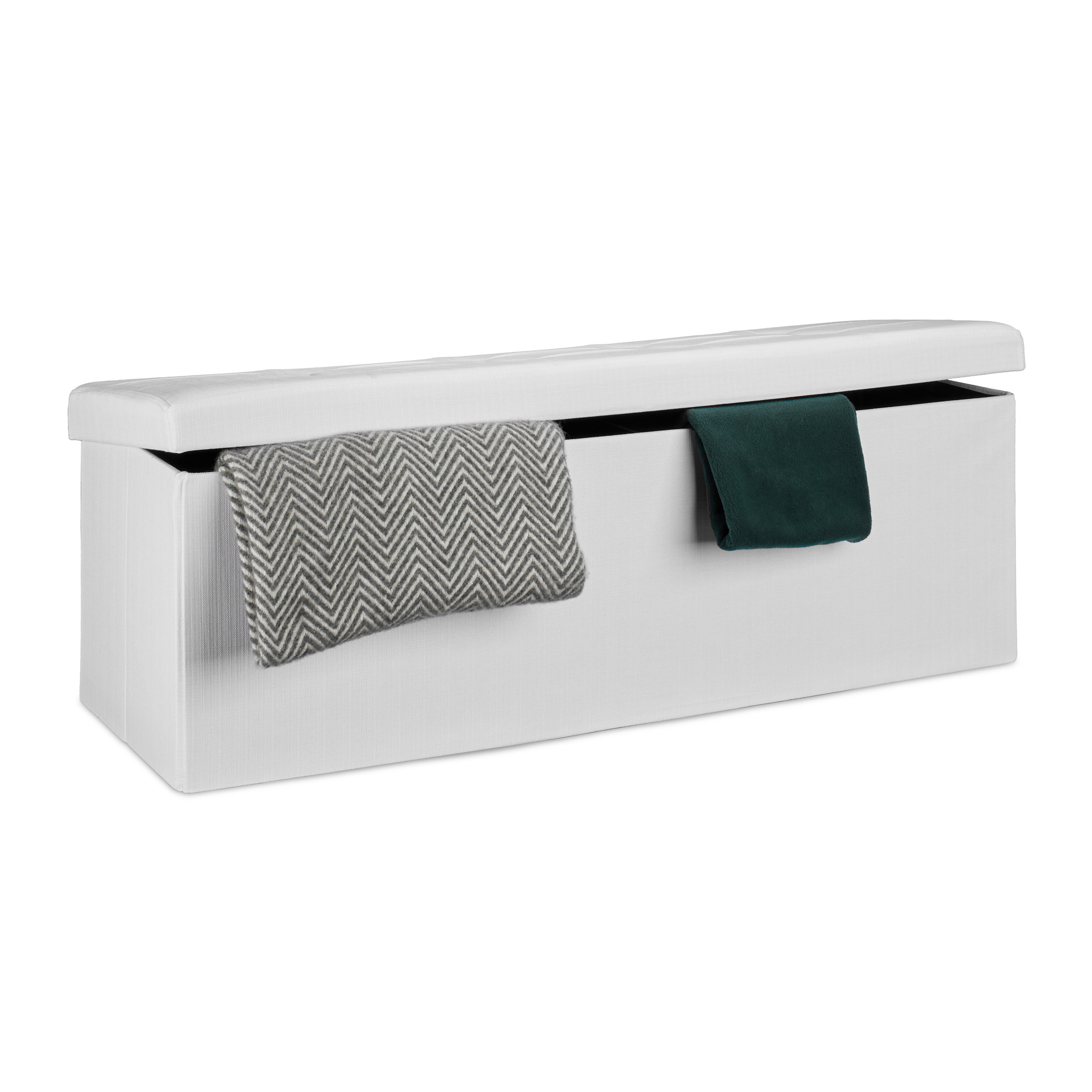 Baul almacenamiento puff decorativo arcón infantil 140 L baúl plegable acolchado - Imagen 51 de 59