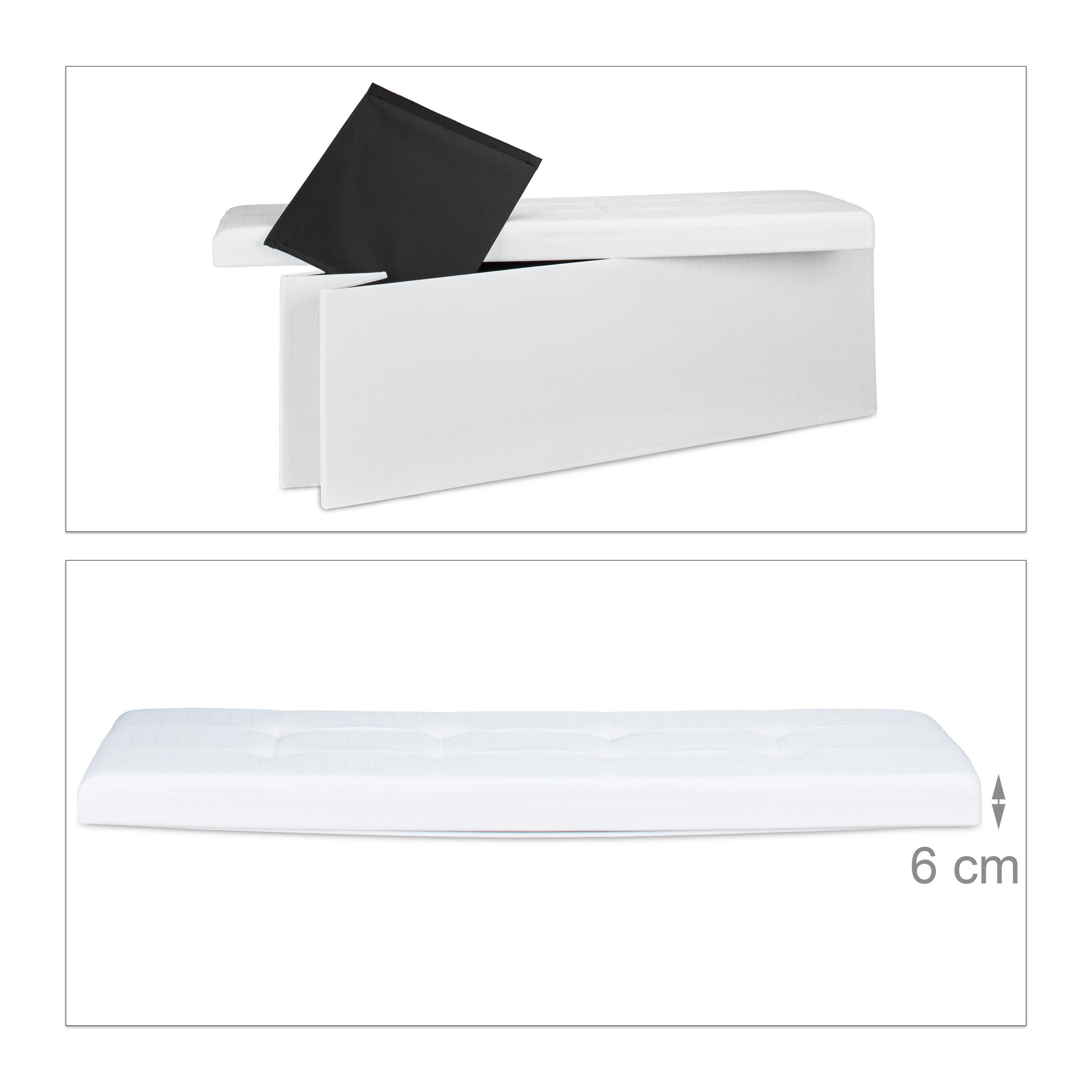 Baul almacenamiento puff decorativo arcón infantil 140 L baúl plegable acolchado - Imagen 55 de 59