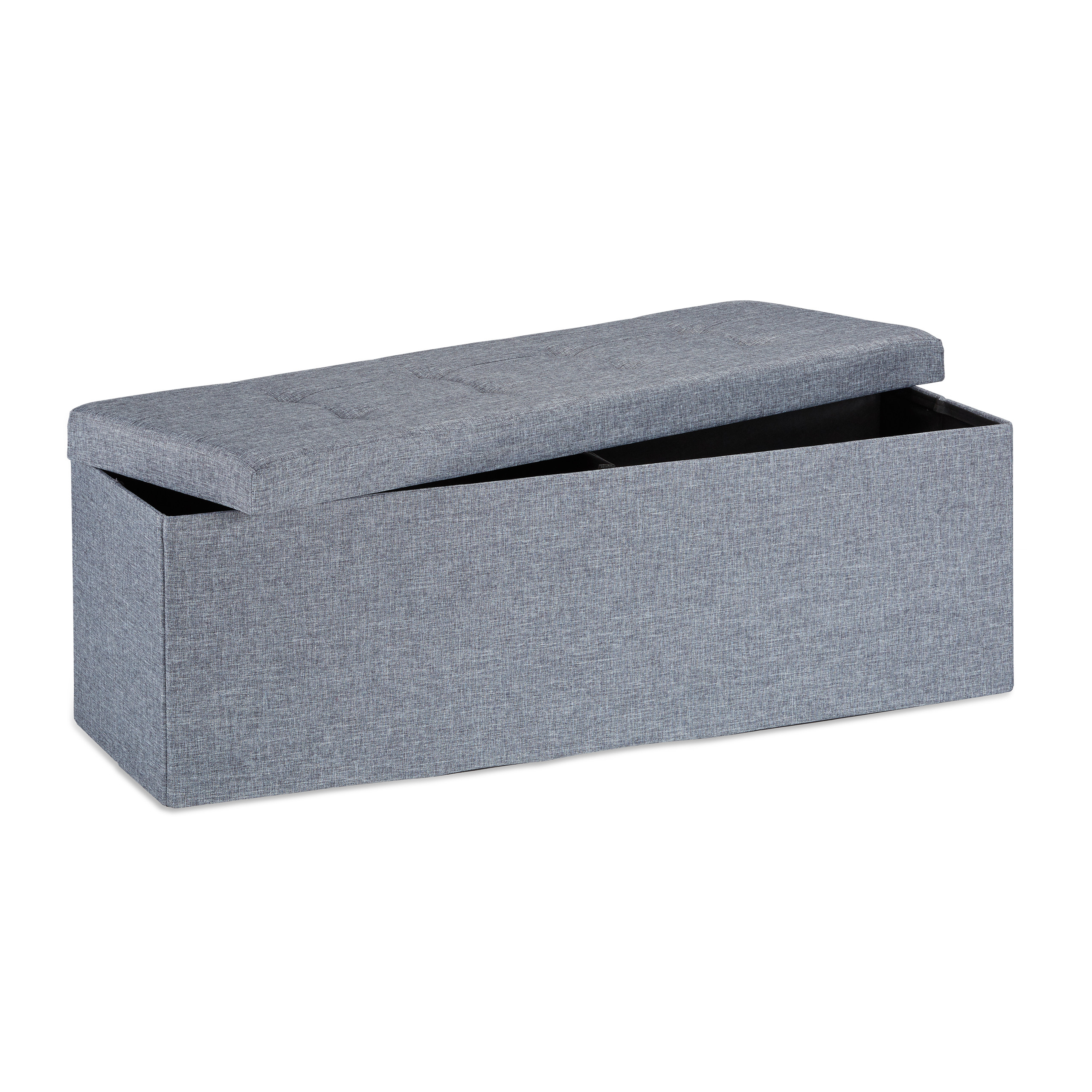 Baul almacenamiento puff decorativo arcón infantil 140 L baúl plegable acolchado - Imagen 9 de 59