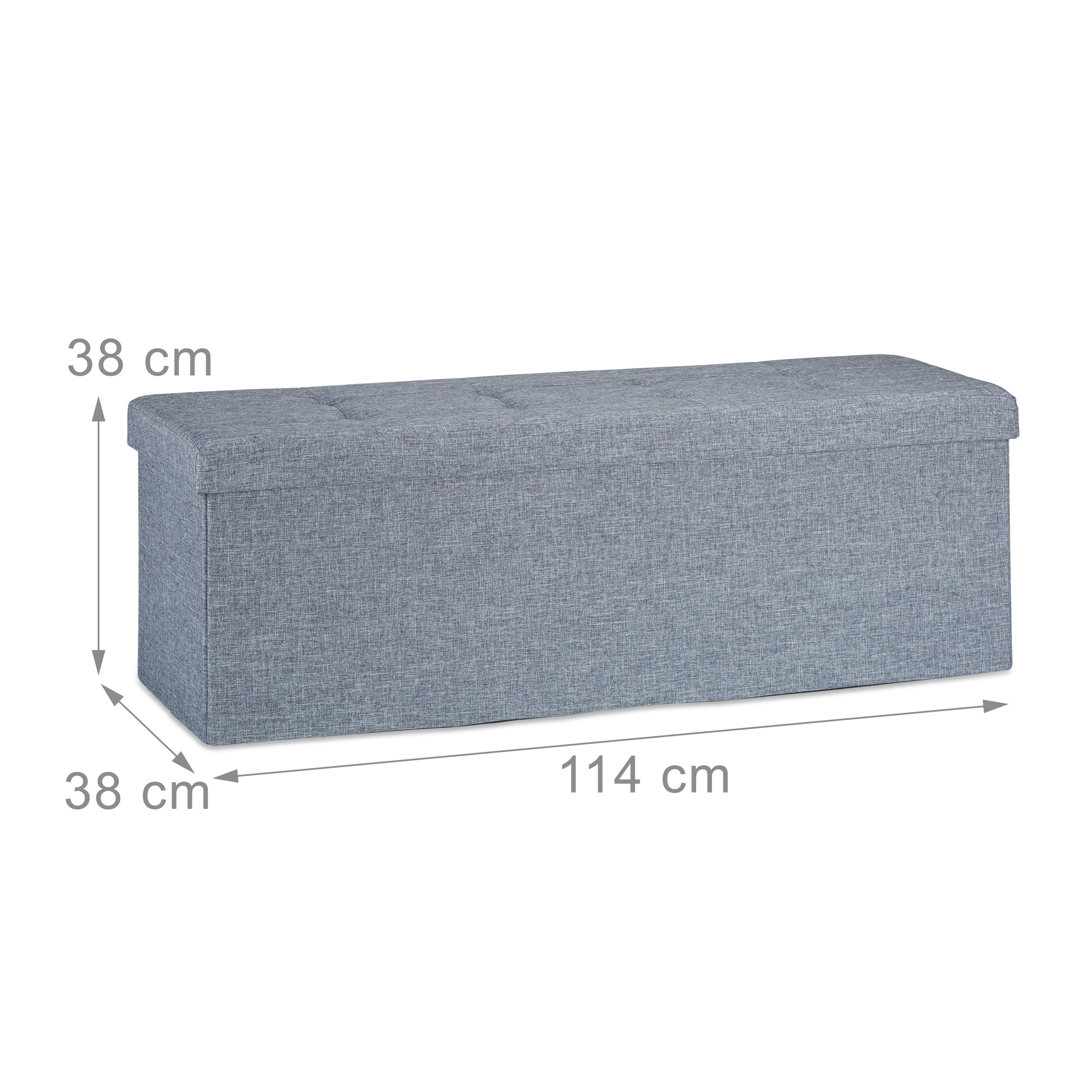 Baul almacenamiento puff decorativo arcón infantil 140 L baúl plegable acolchado - Imagen 10 de 59
