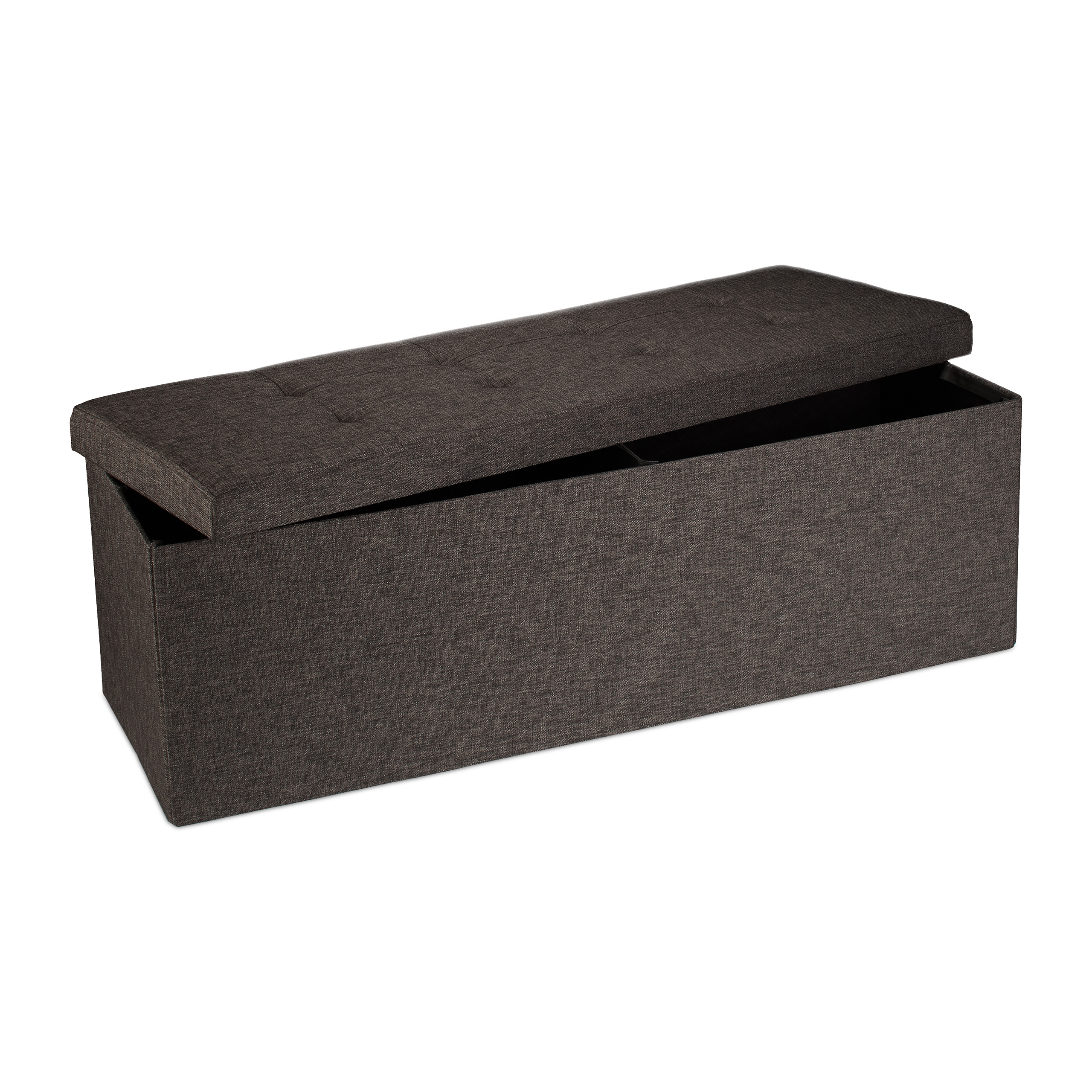 Baul almacenamiento puff decorativo arcón infantil 140 L baúl plegable acolchado - Imagen 26 de 59