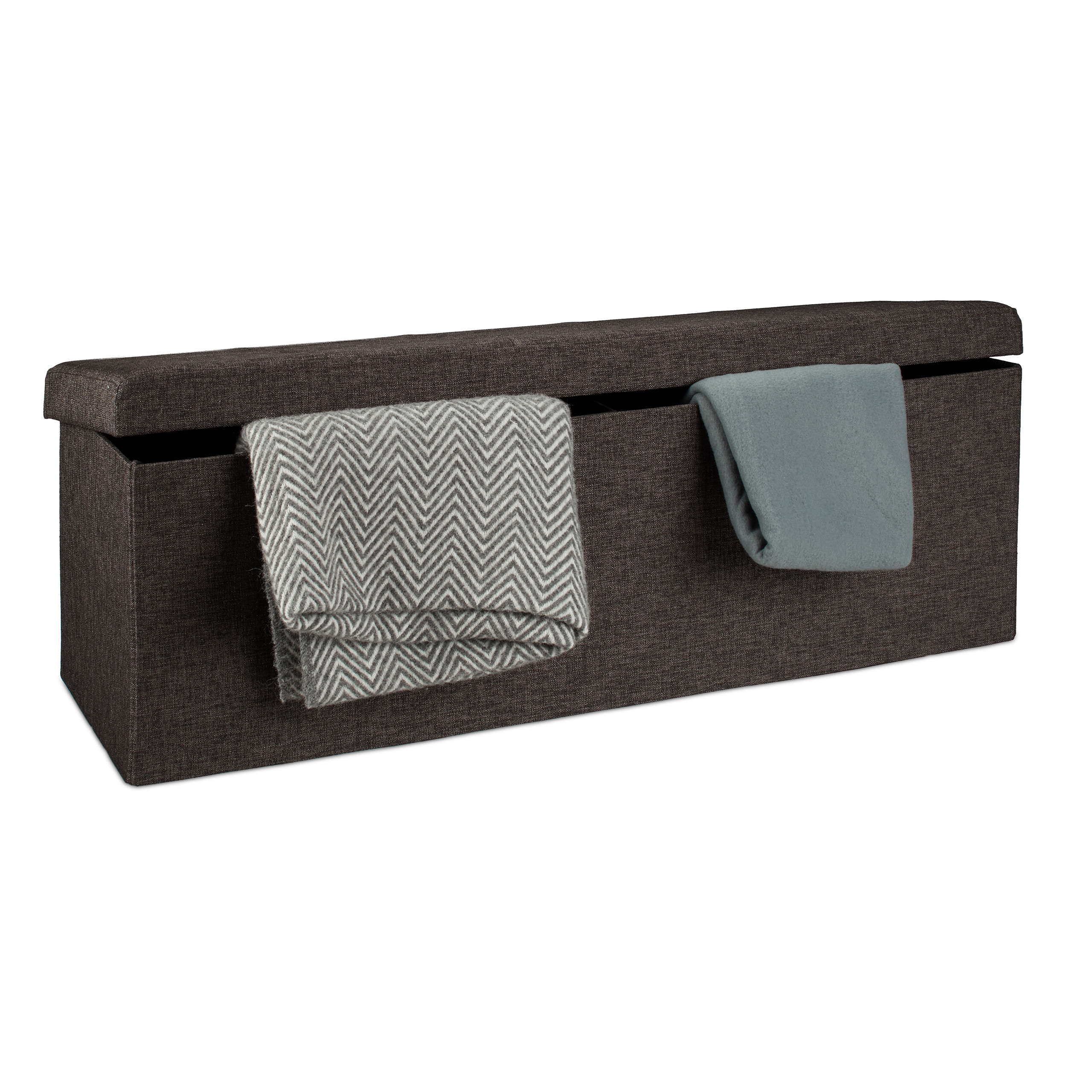 Baul almacenamiento puff decorativo arcón infantil 140 L baúl plegable acolchado - Imagen 28 de 59