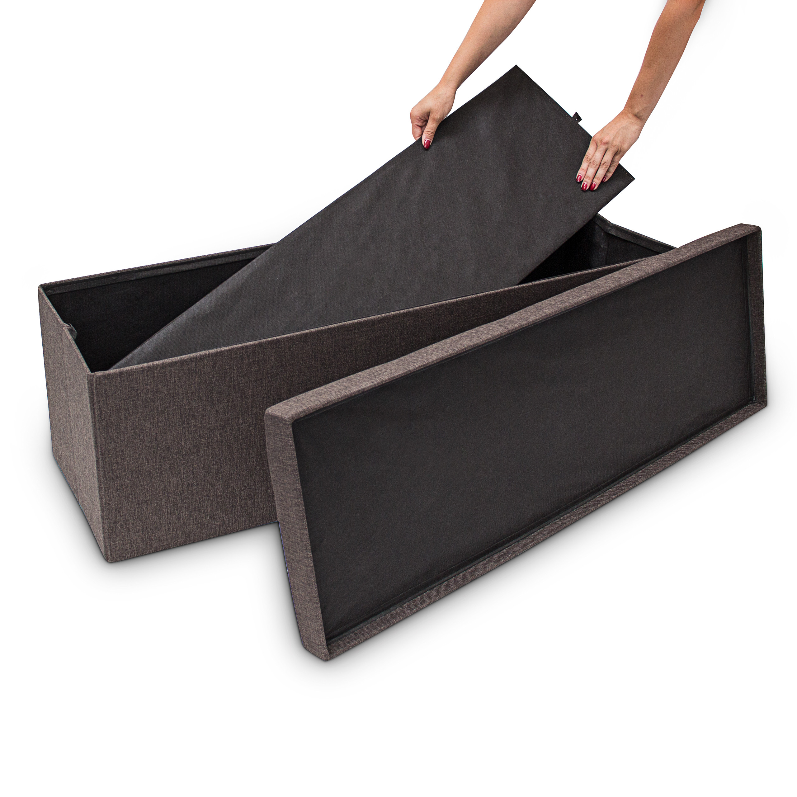 Baul almacenamiento puff decorativo arcón infantil 140 L baúl plegable acolchado - Imagen 31 de 59