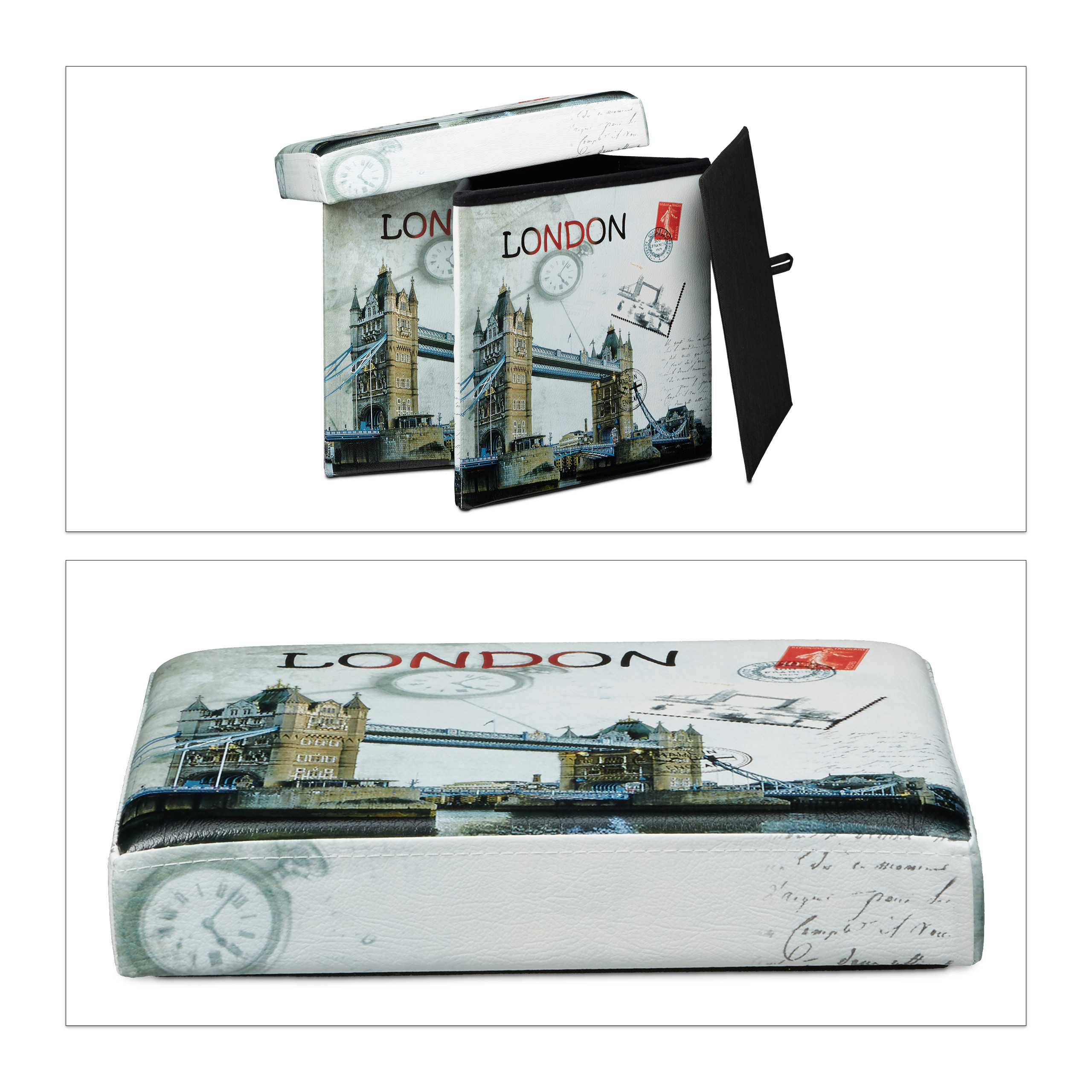 Taburete plegable baúl Banco de almacenamiento 40 L 2,5 Kg Taburete baúl - Imagen 70 de 92