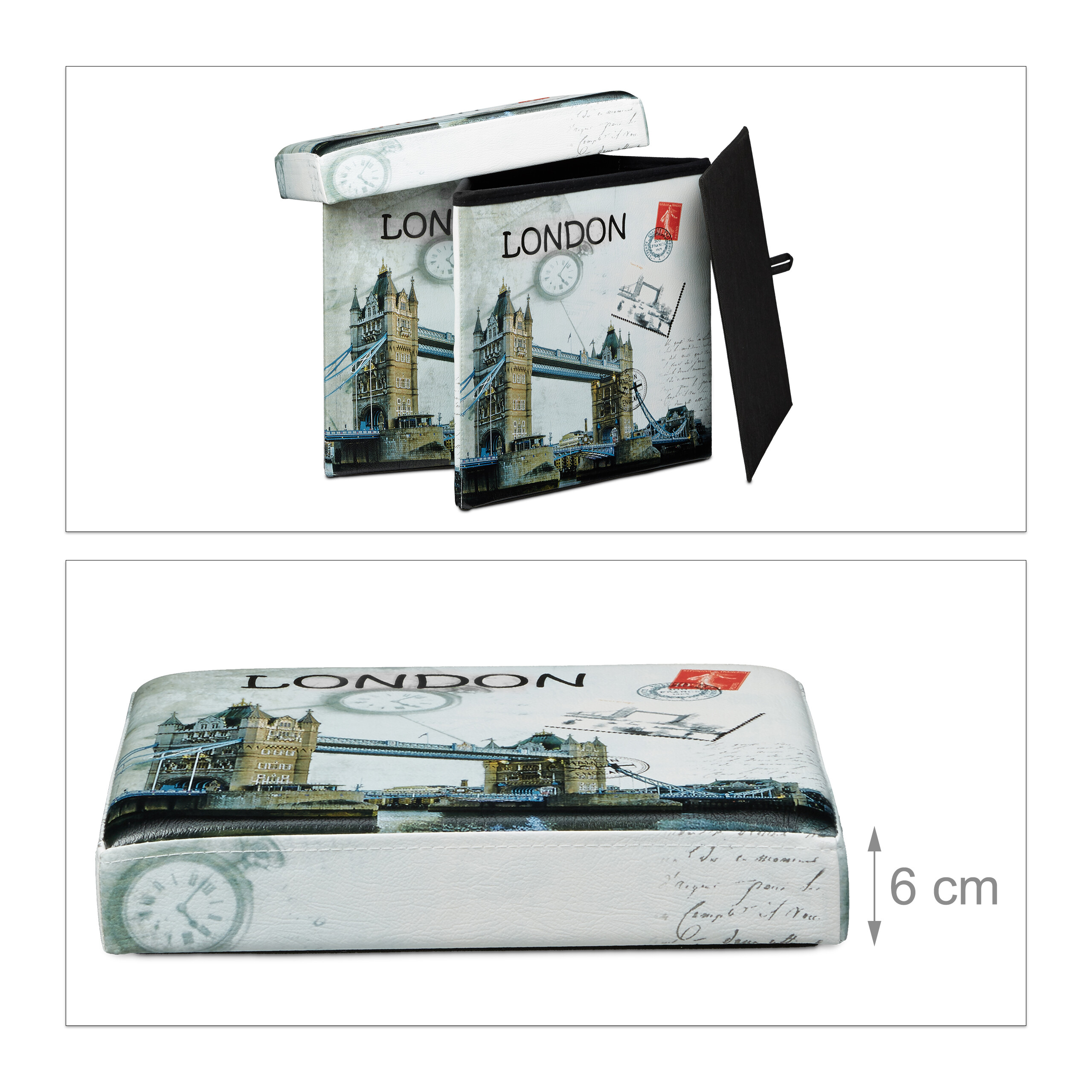 Taburete plegable baúl Banco de almacenamiento 40 L 2,5 Kg Taburete baúl - Imagen 64 de 92