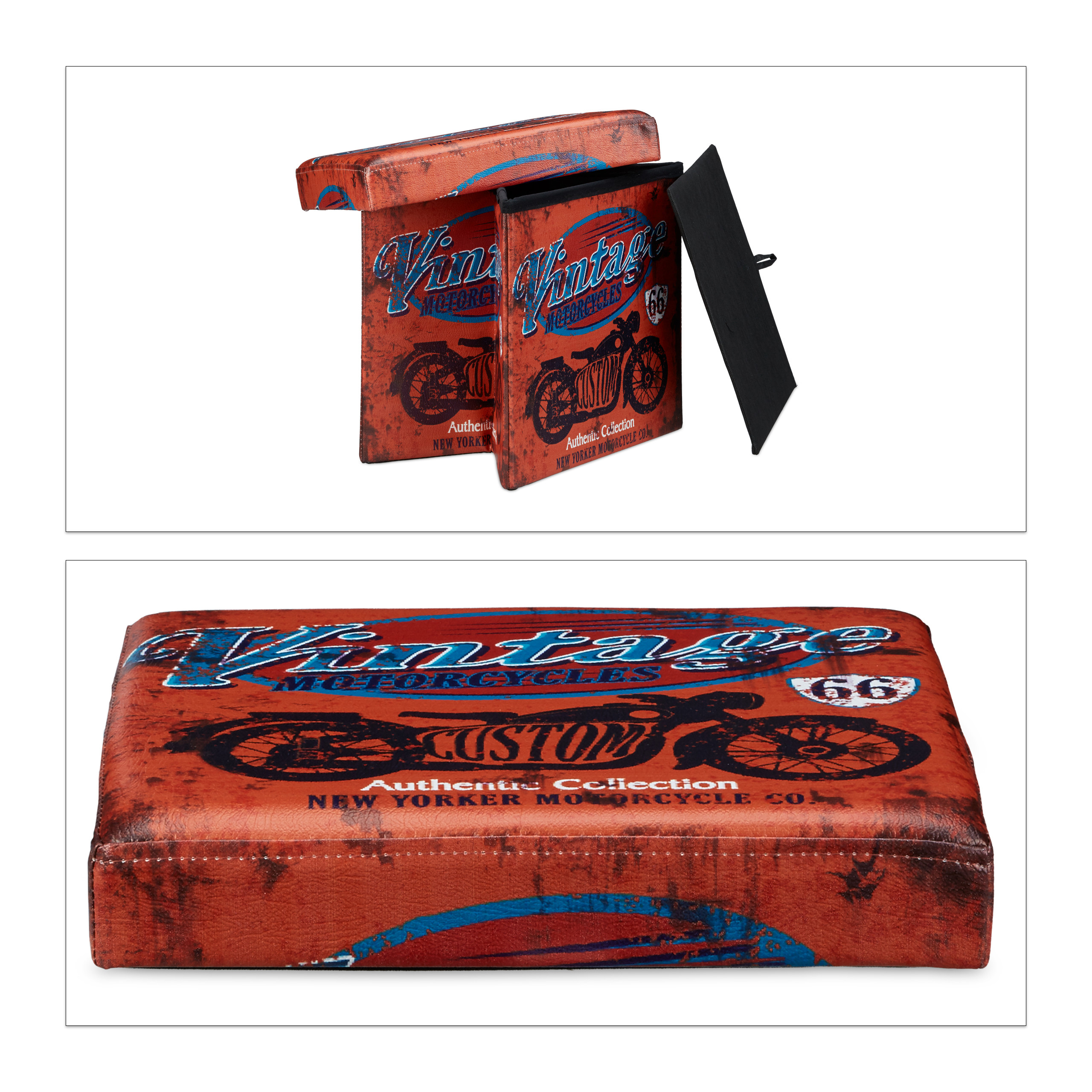 Taburete plegable baúl Banco de almacenamiento 40 L 2,5 Kg Taburete baúl - Imagen 59 de 92