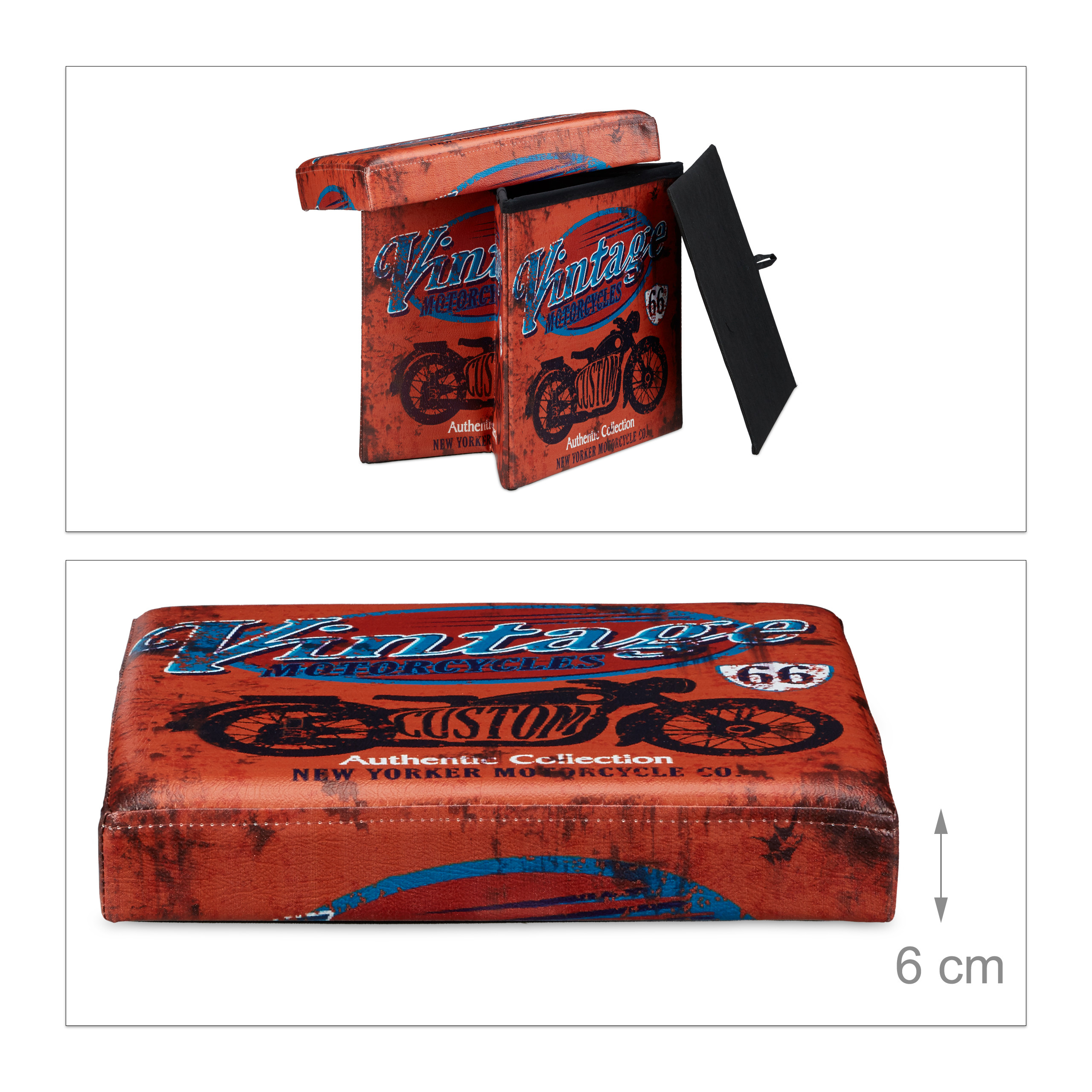 Taburete plegable baúl Banco de almacenamiento 40 L 2,5 Kg Taburete baúl - Imagen 55 de 92