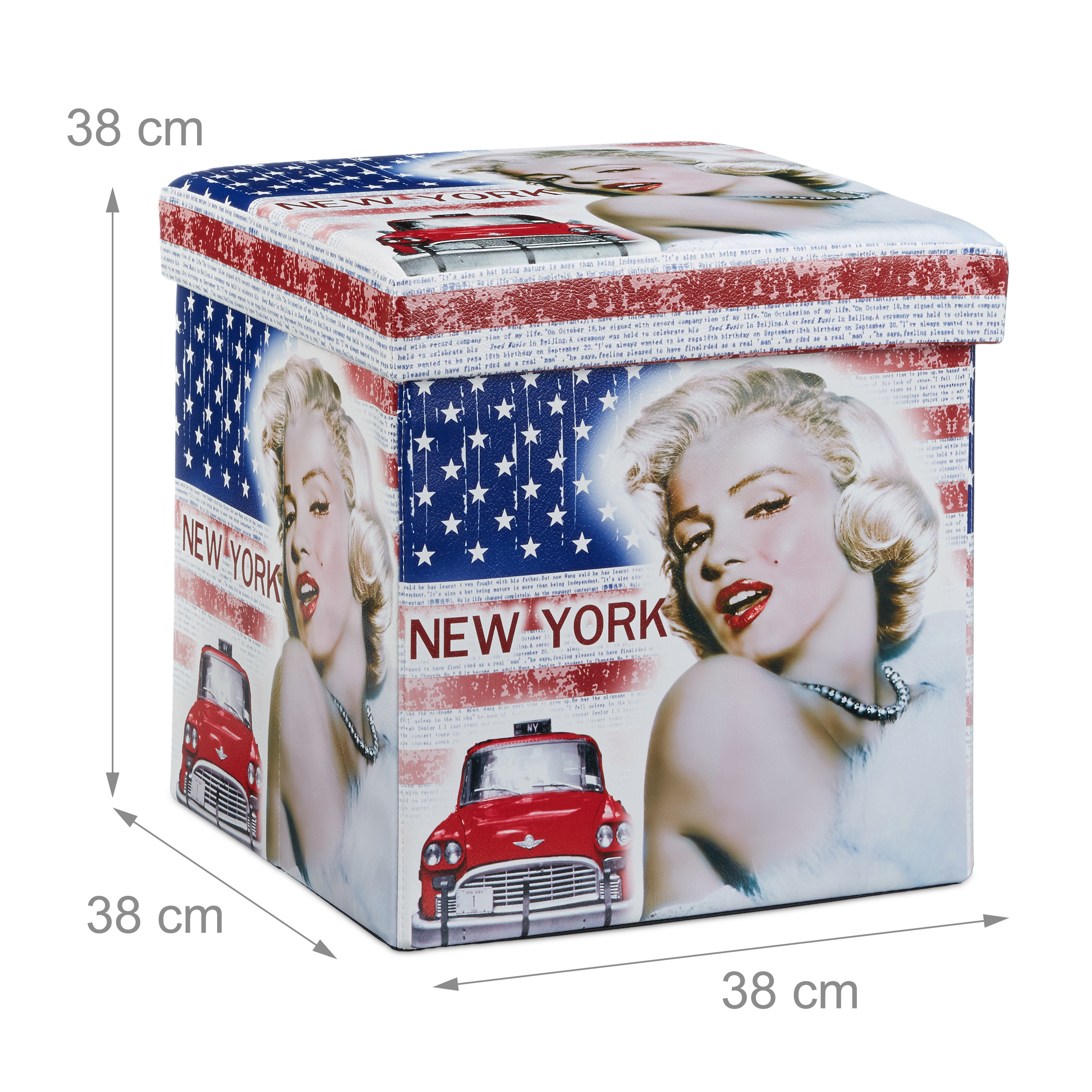 Taburete plegable baúl Banco de almacenamiento 40 L 2,5 Kg Taburete baúl - Imagen 14 de 92