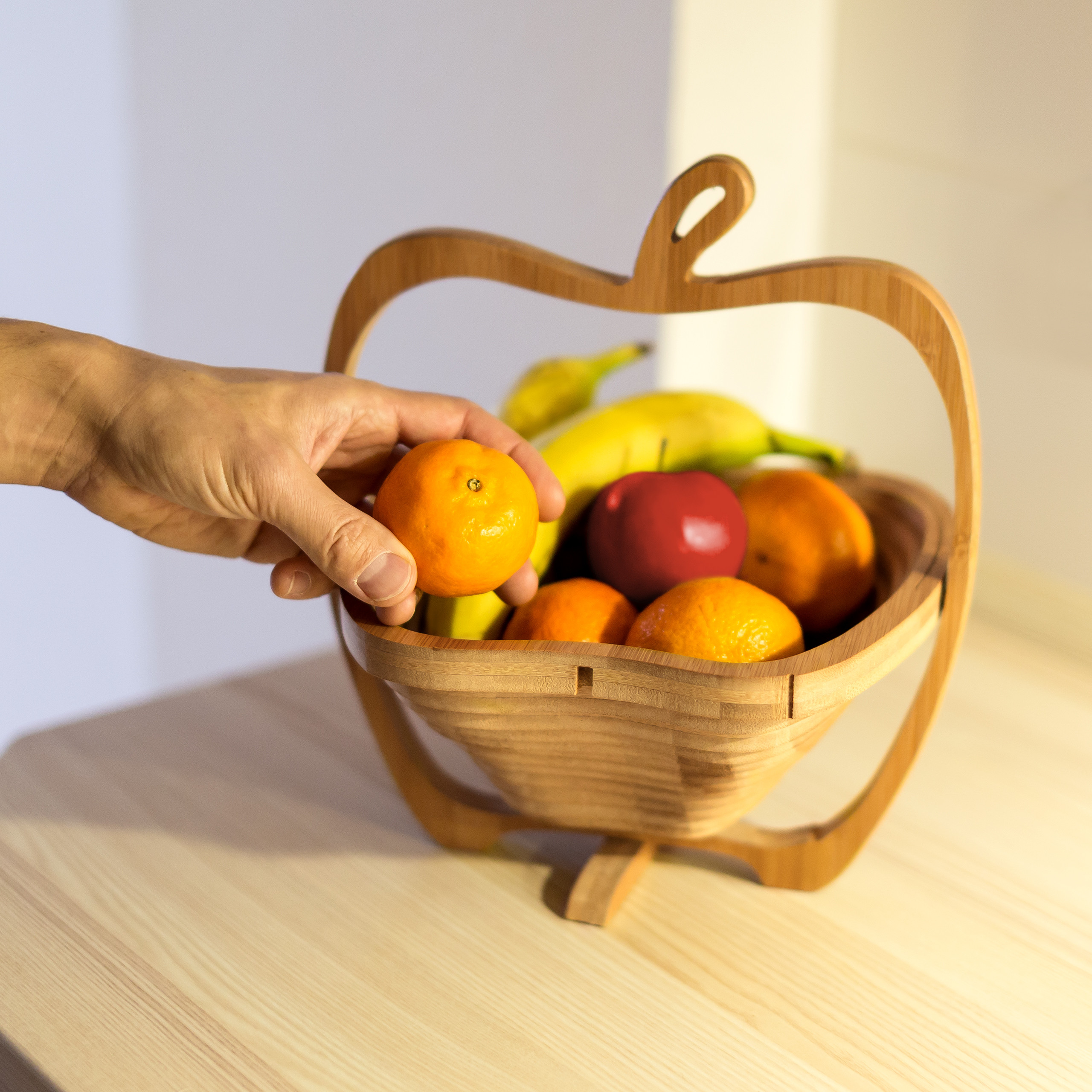Faltkorb apfel Klappkorb Obst Obstschale Faltbar drehbar leicht Faltkorb  Bambus | eBay