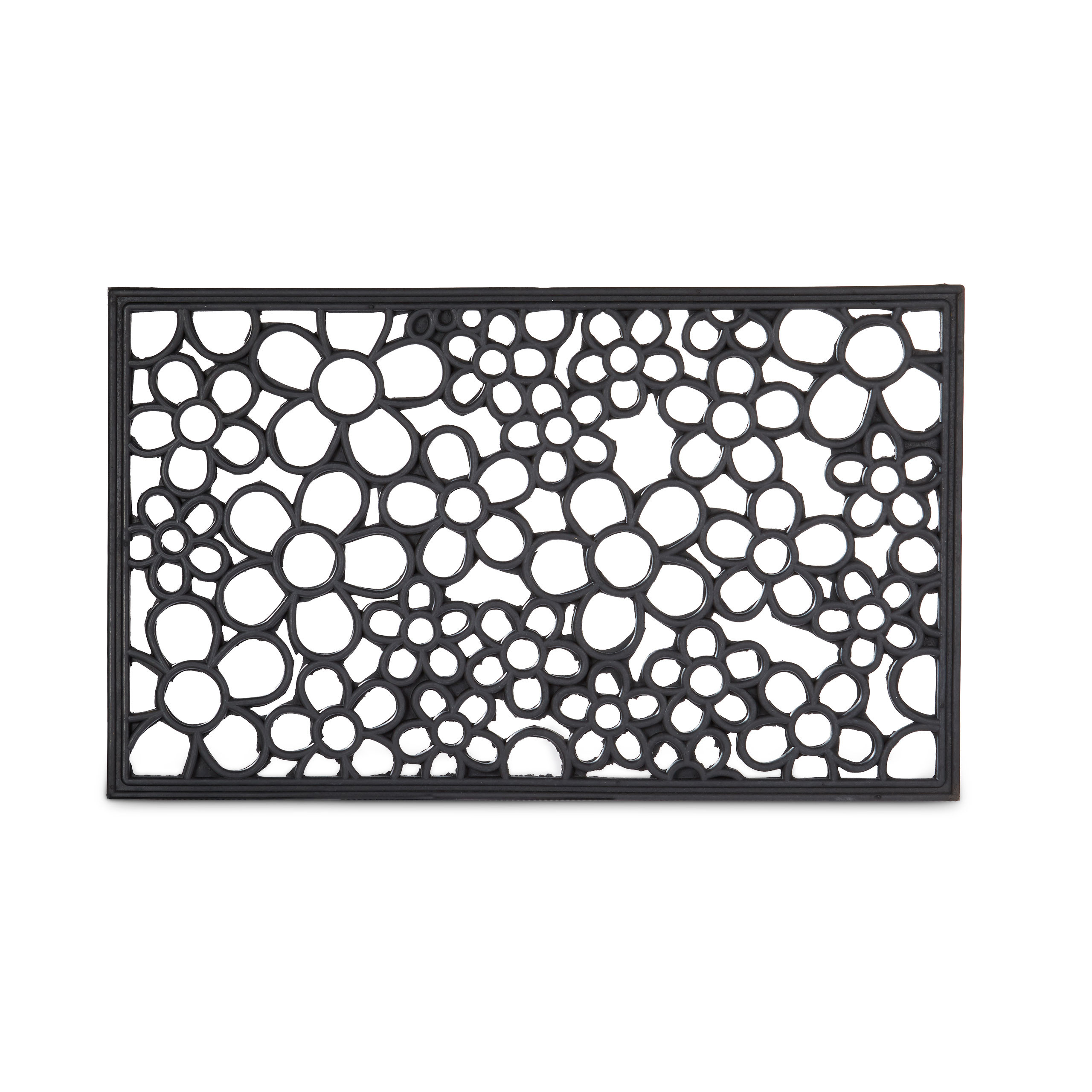Relaxdays Zerbino in Gomma da Esterni e Interni, 75x45 cm, Antiscivolo, con Ornamenti Decorativi, Porta Ingresso, Nero | Leroy Merlin