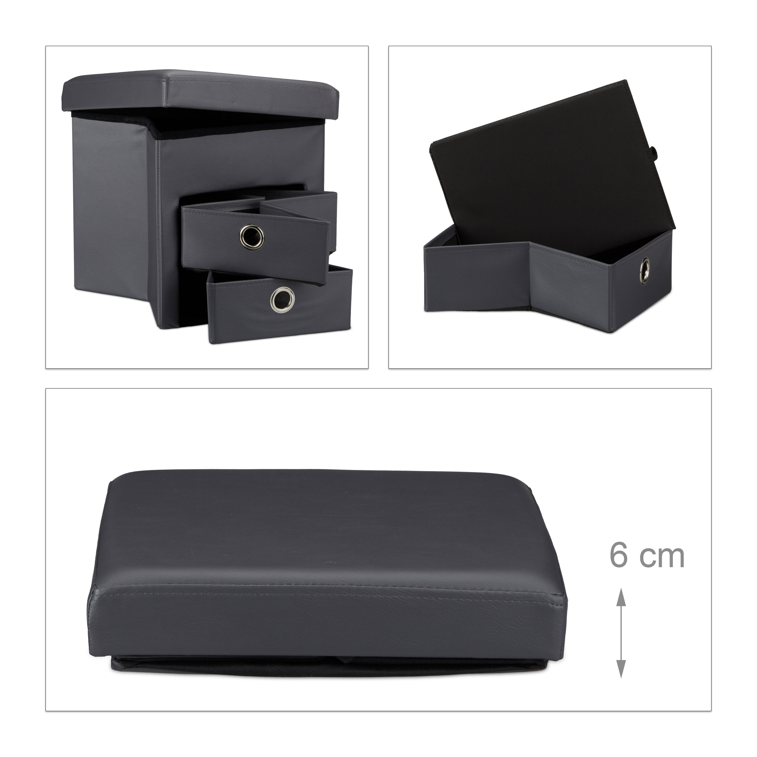 Banco plegable baúl decorativo 40 L 4 Kg banco de almacenamiento mueble plegable - Imagen 7 de 26
