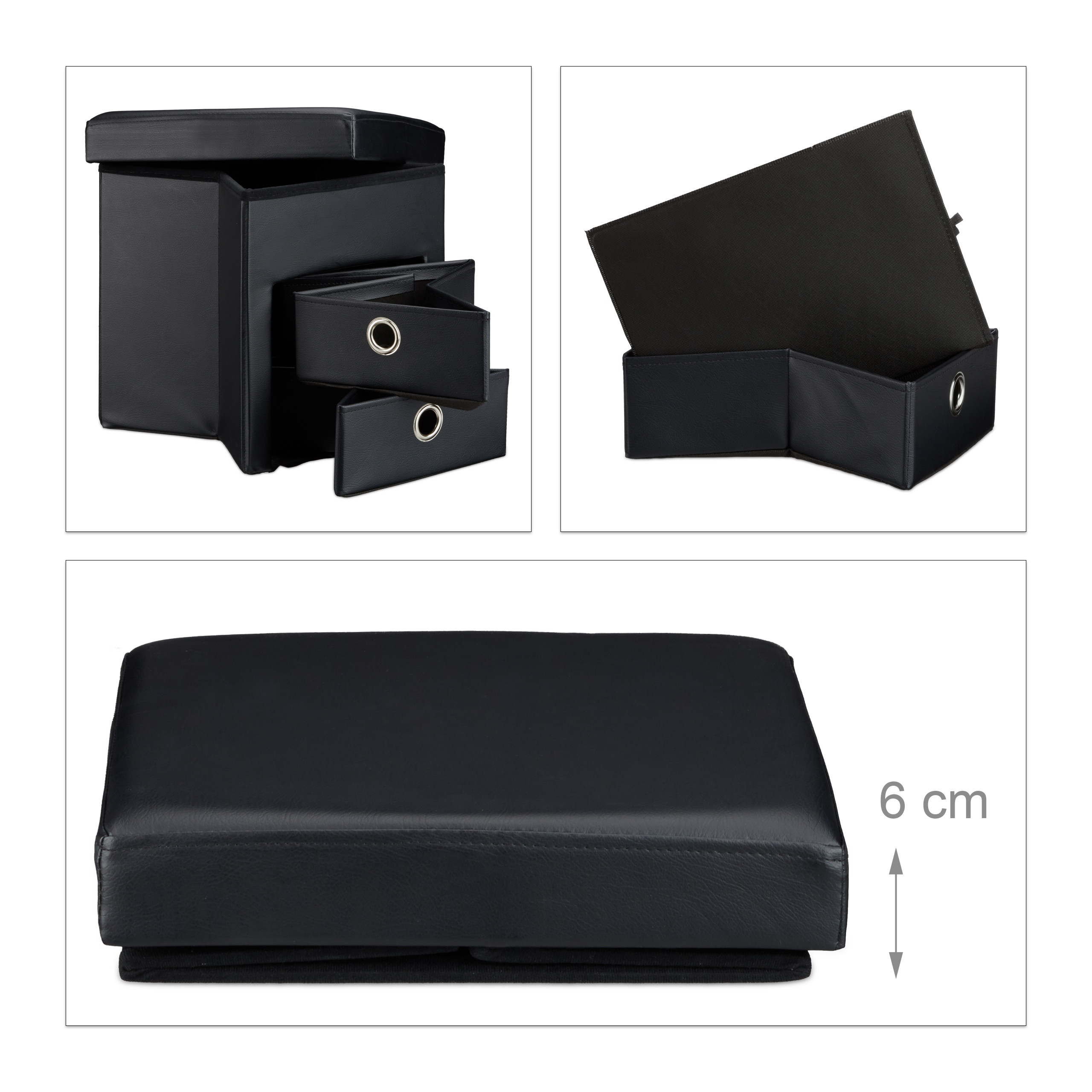 Banco plegable baúl decorativo 40 L 4 Kg banco de almacenamiento mueble plegable - Imagen 24 de 26