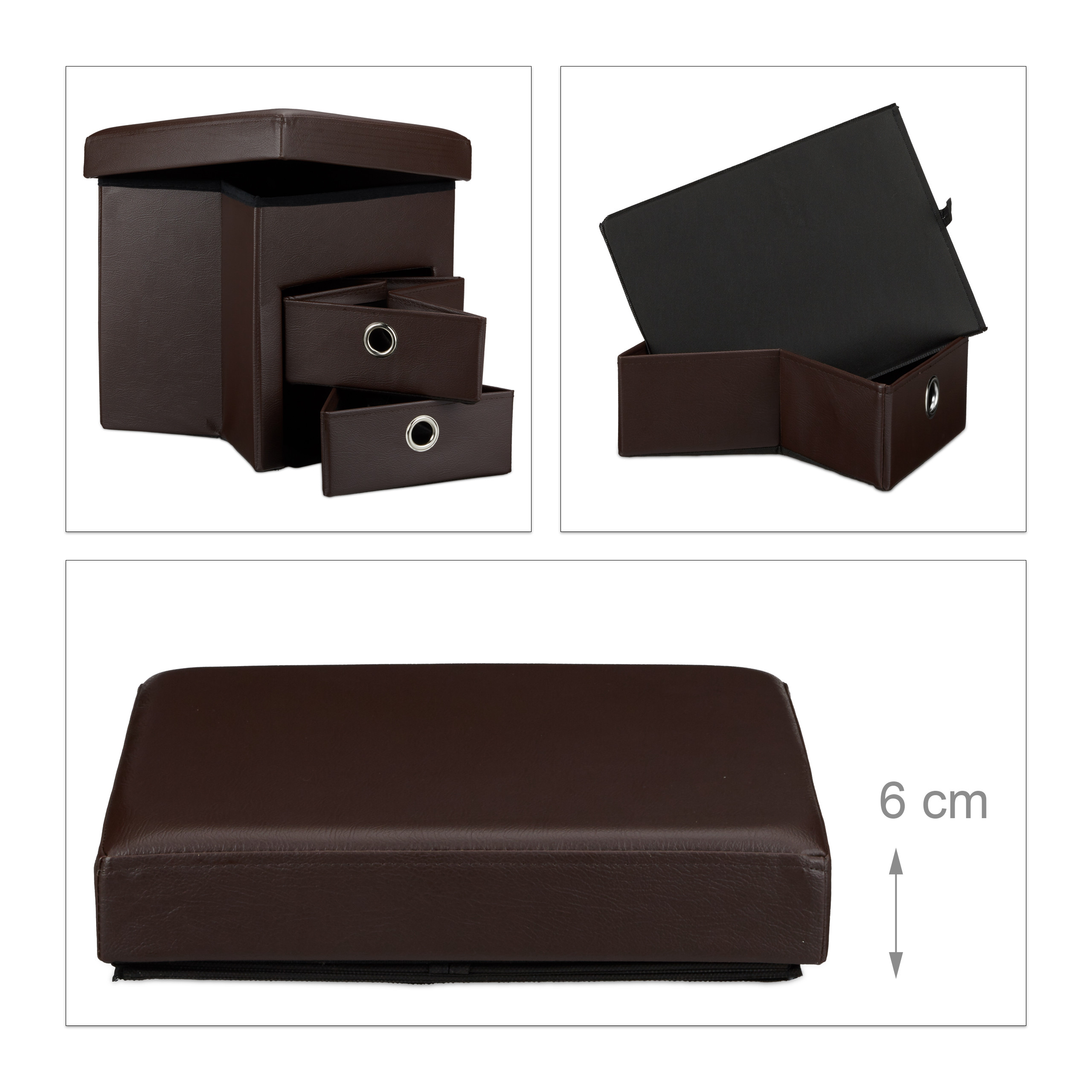 Banco plegable baúl decorativo 40 L 4 Kg banco de almacenamiento mueble plegable - Imagen 12 de 26