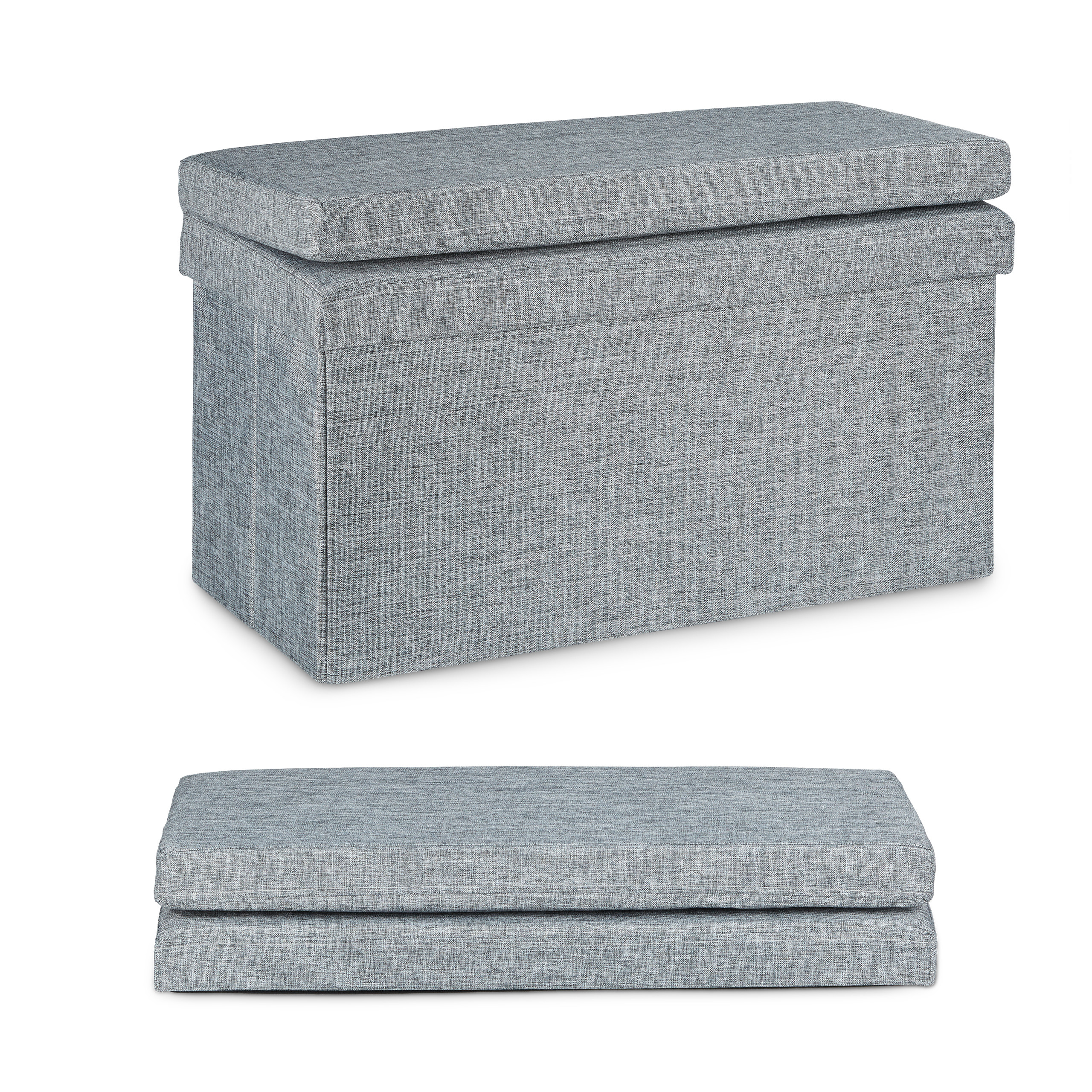 Baul almacenamiento taburete plegable puff organizador 77 L 9 kg ligero - Imagen 13 de 24