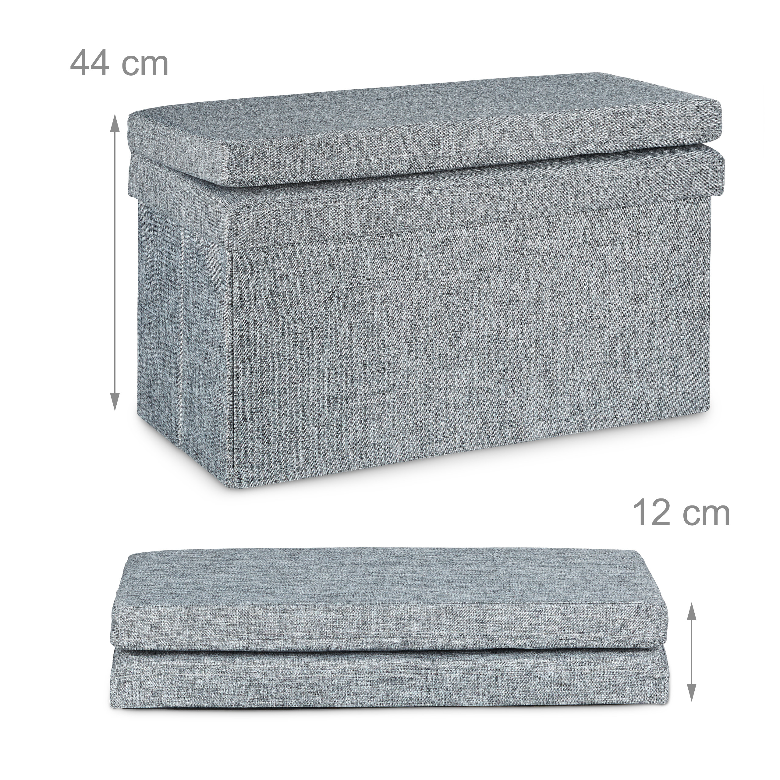 Baul almacenamiento taburete plegable puff organizador 77 L 9 kg ligero - Imagen 7 de 24