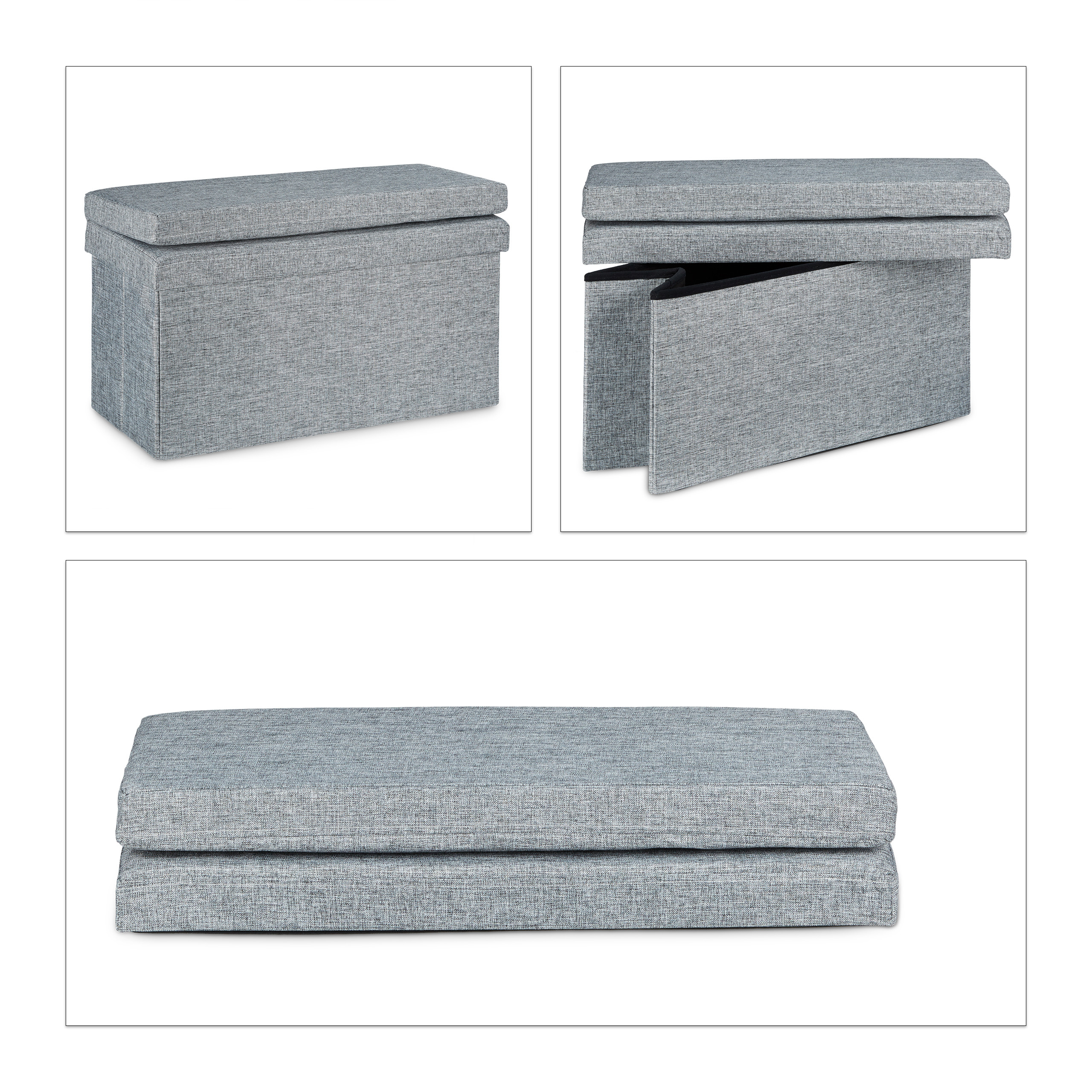 Baul almacenamiento taburete plegable puff organizador 77 L 9 kg ligero - Imagen 9 de 24